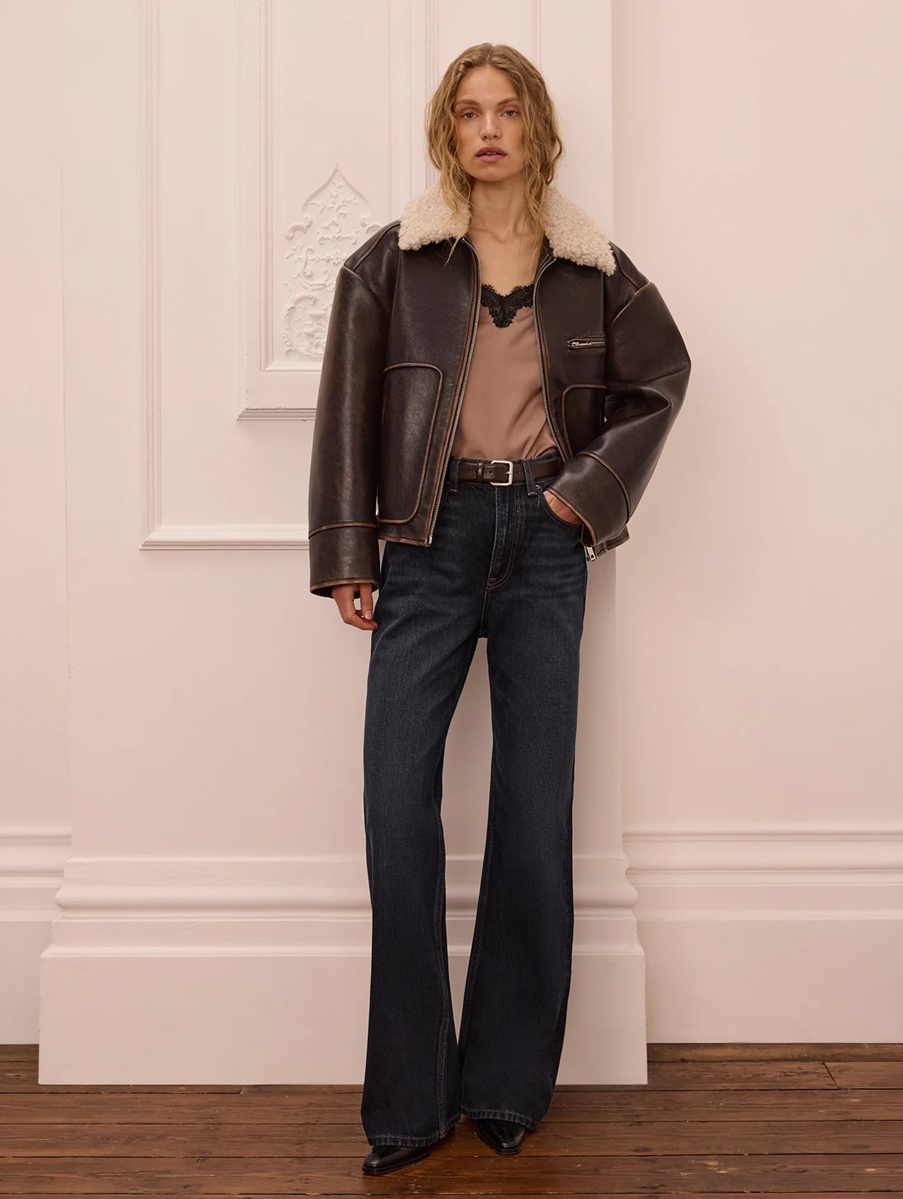 Dylan Jacket in Vintage Brown and Vanilla