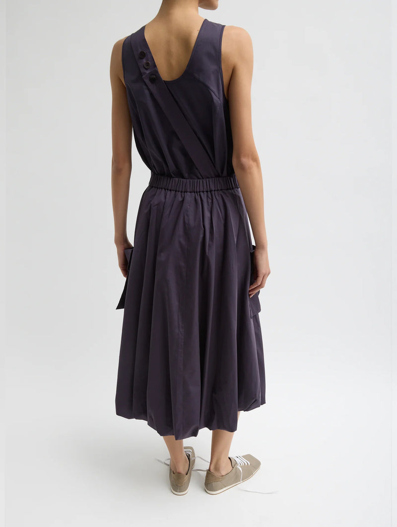 Eco Poplin Pull On Bubble Skirt in Eggplant