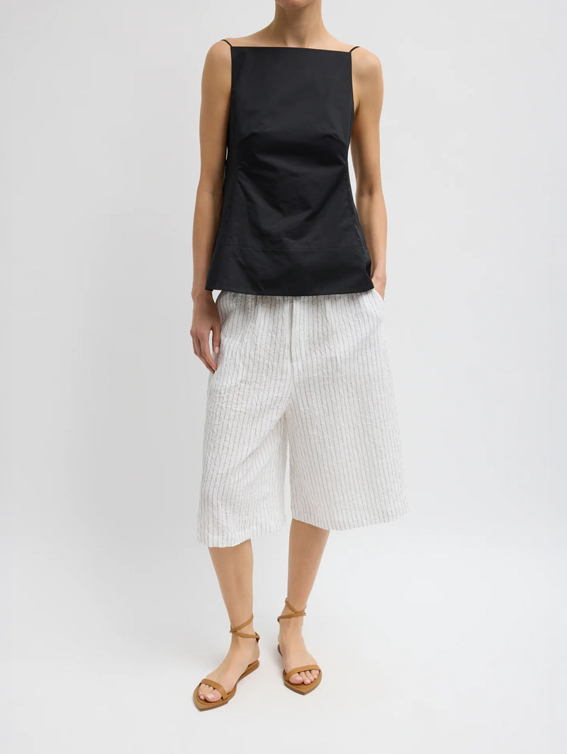 Eco Poplin Strappy Open Back Top in Black