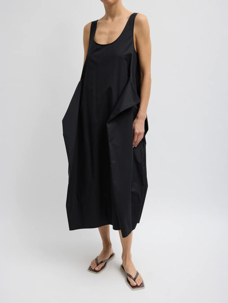 Eco Poplin Tank Dress in Black