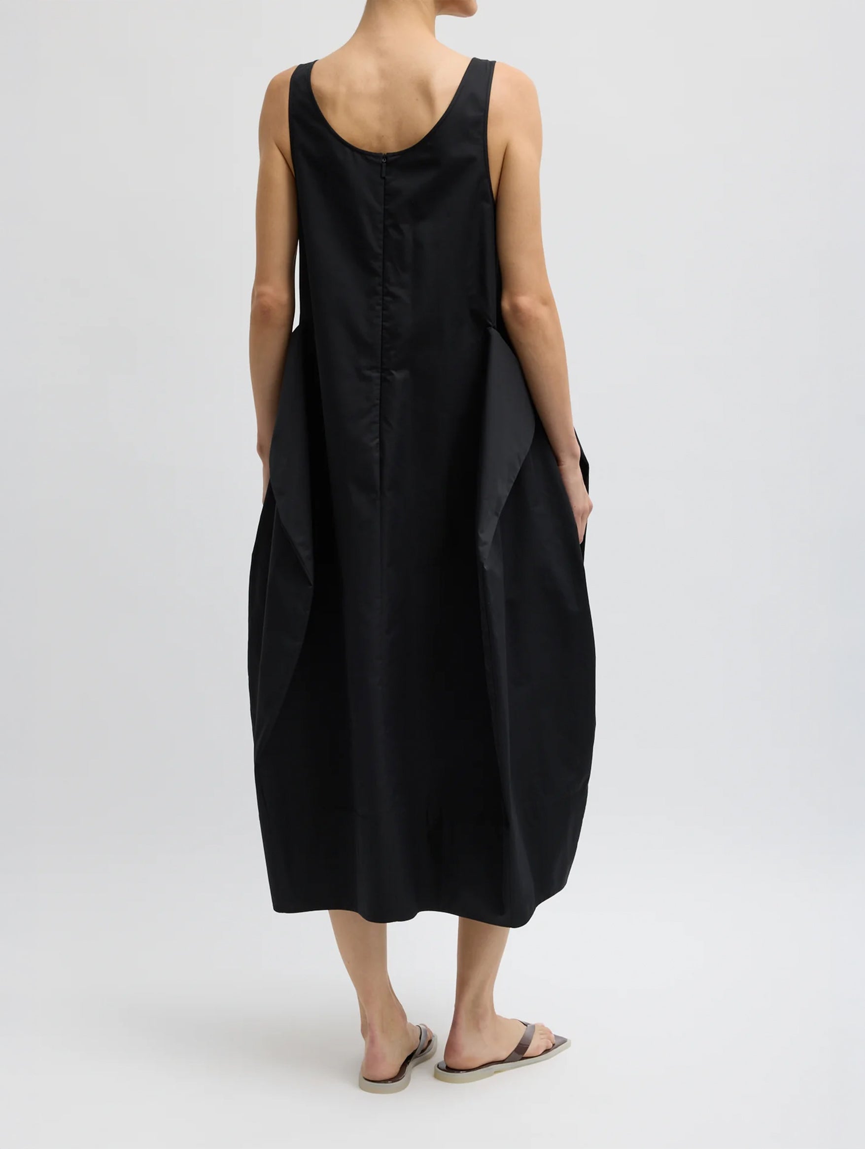 Eco Poplin Tank Dress in Black