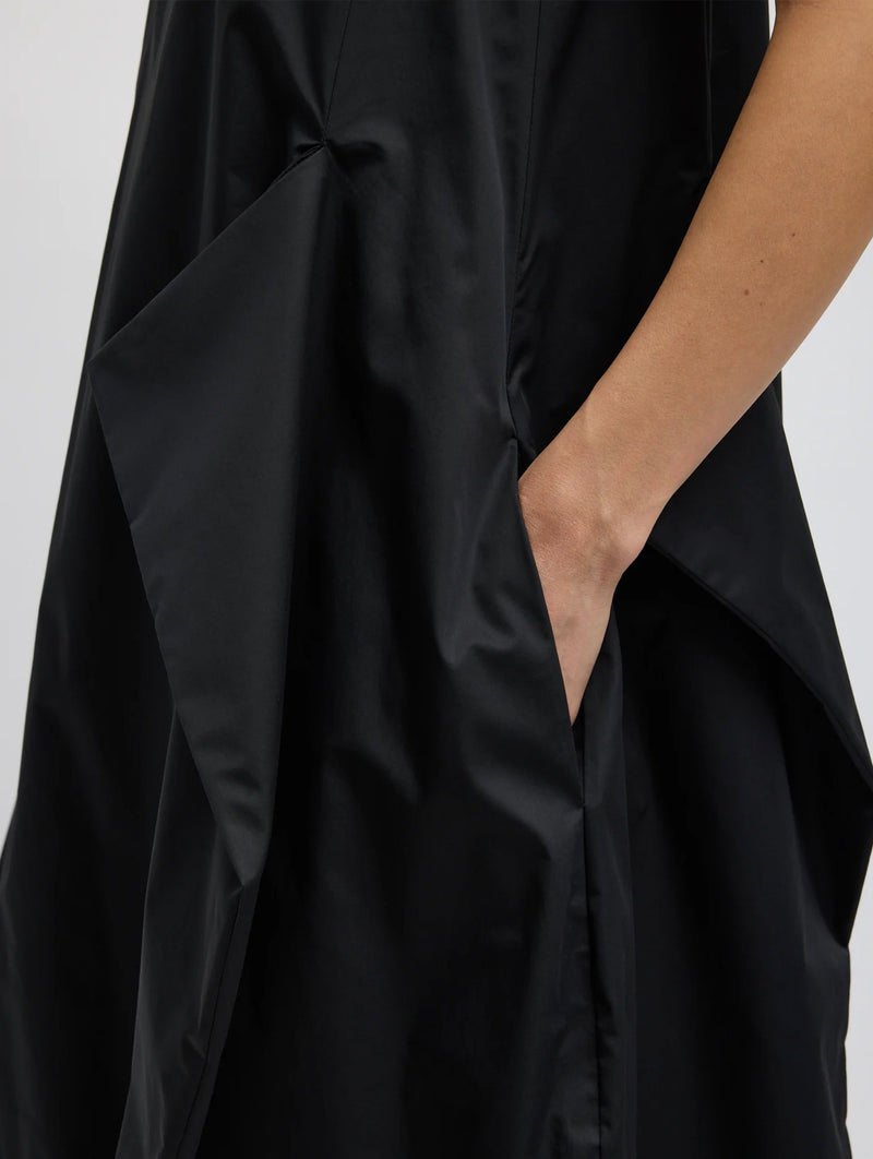 Eco Poplin Tank Dress in Black