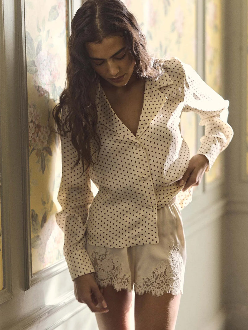 Elene Top in Crème Portia Dot
