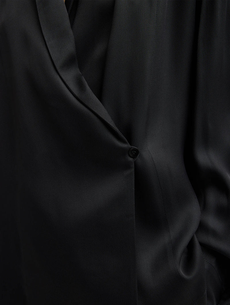 Eco Acetate Viscose Wrap Shirt Jacket in Black