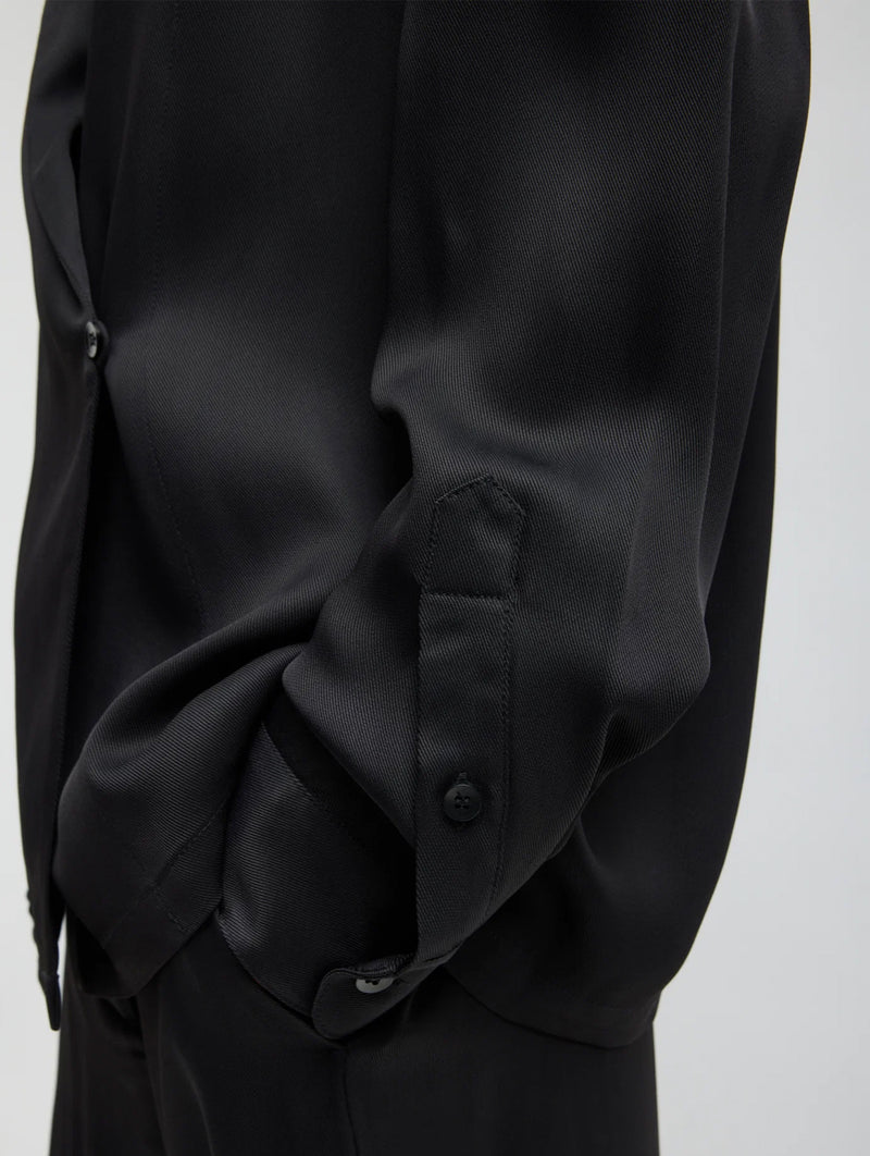 Eco Acetate Viscose Wrap Shirt Jacket in Black
