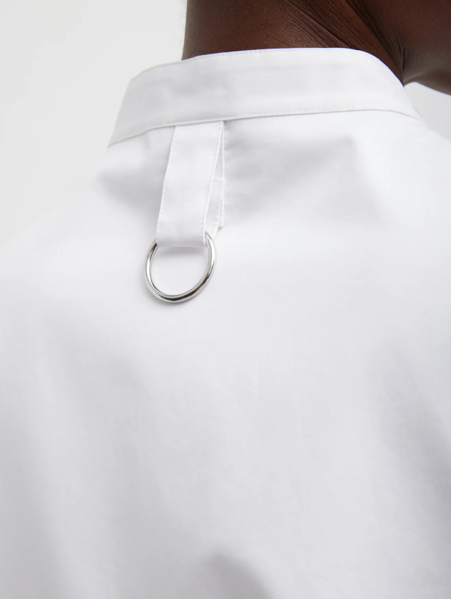 Eco Poplin Tuxedo Shirt With Bib Flap in White