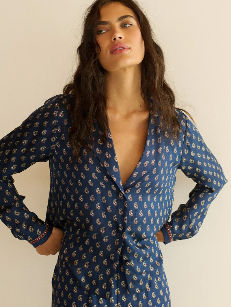 Elene Top in Bleu Taorina Paisley