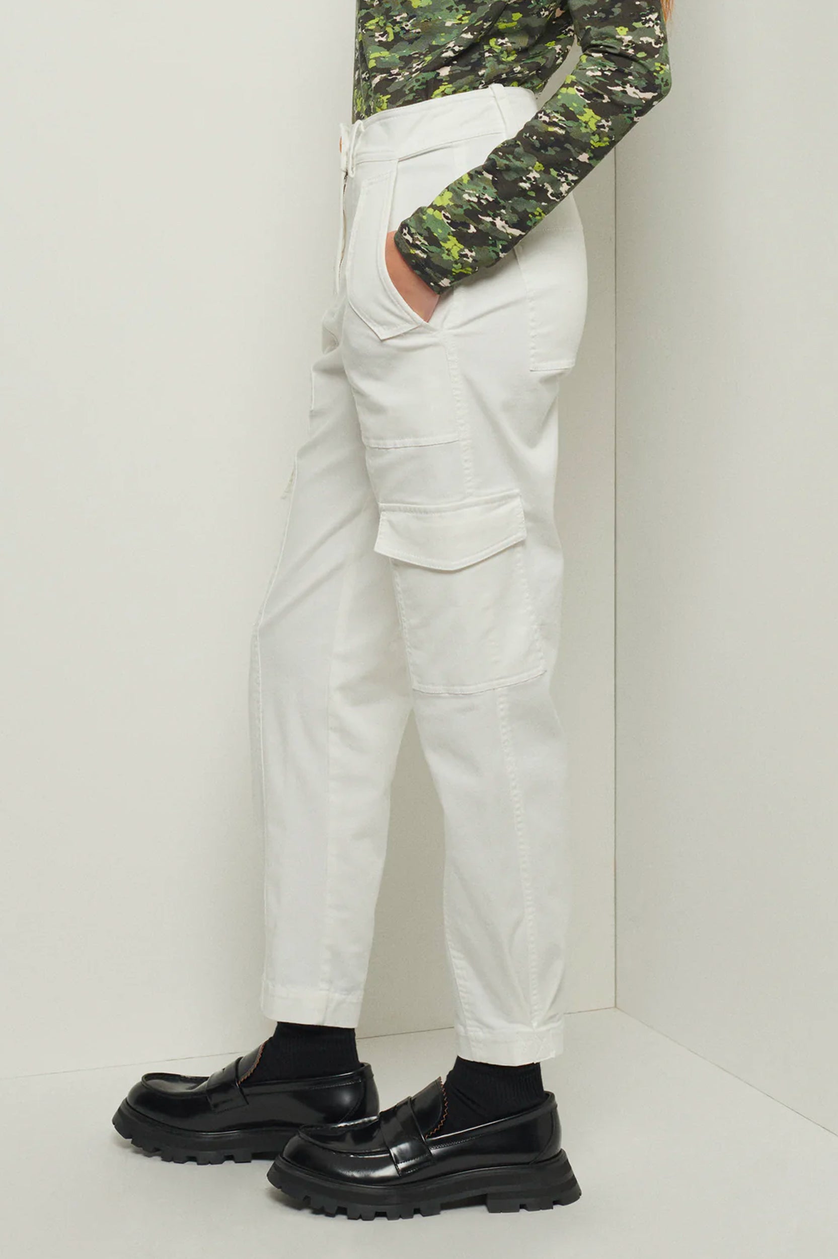 Elian Utility Pants in Washed White