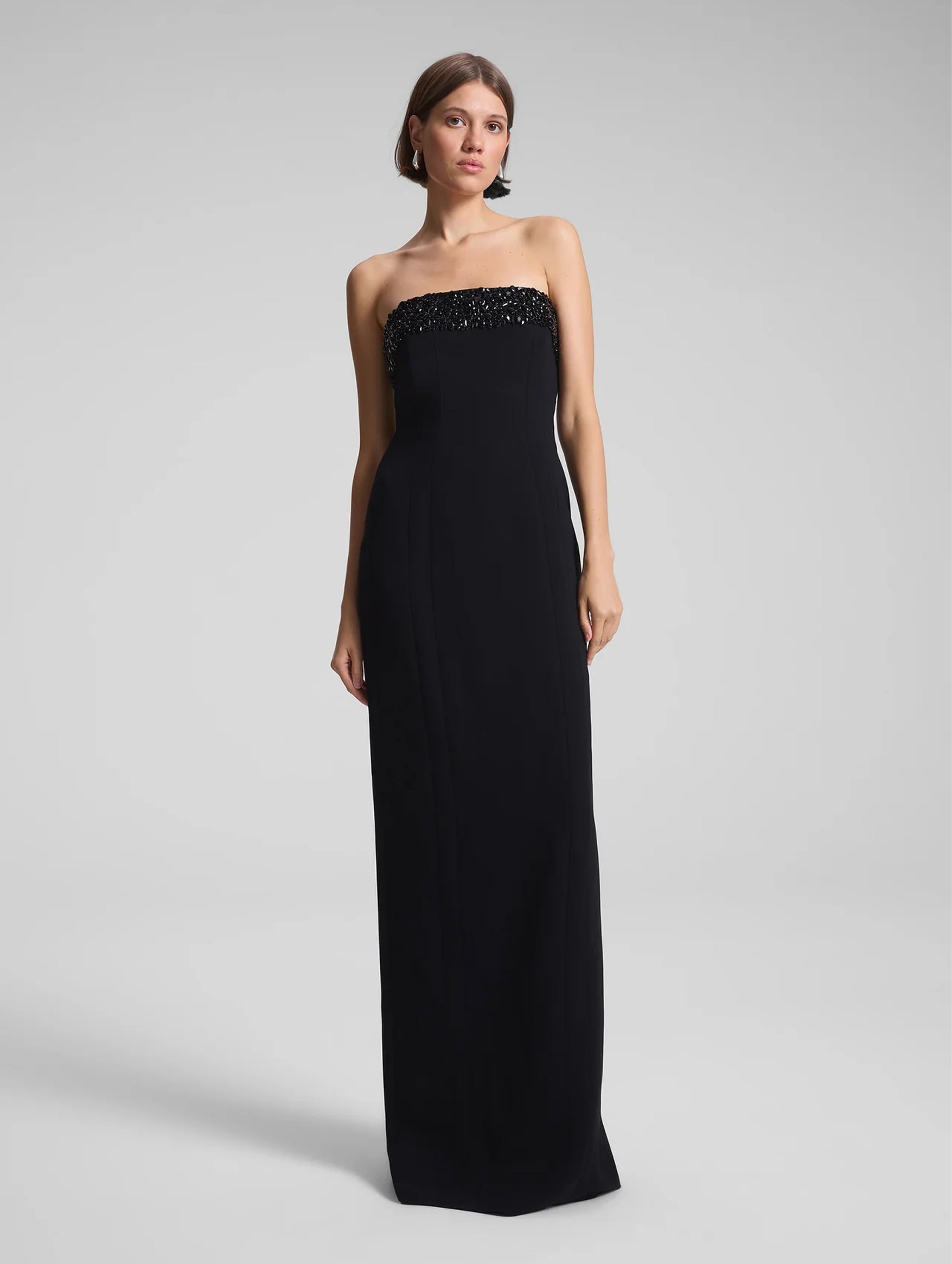 Elizabeth Strapless Embellished Gown in Black