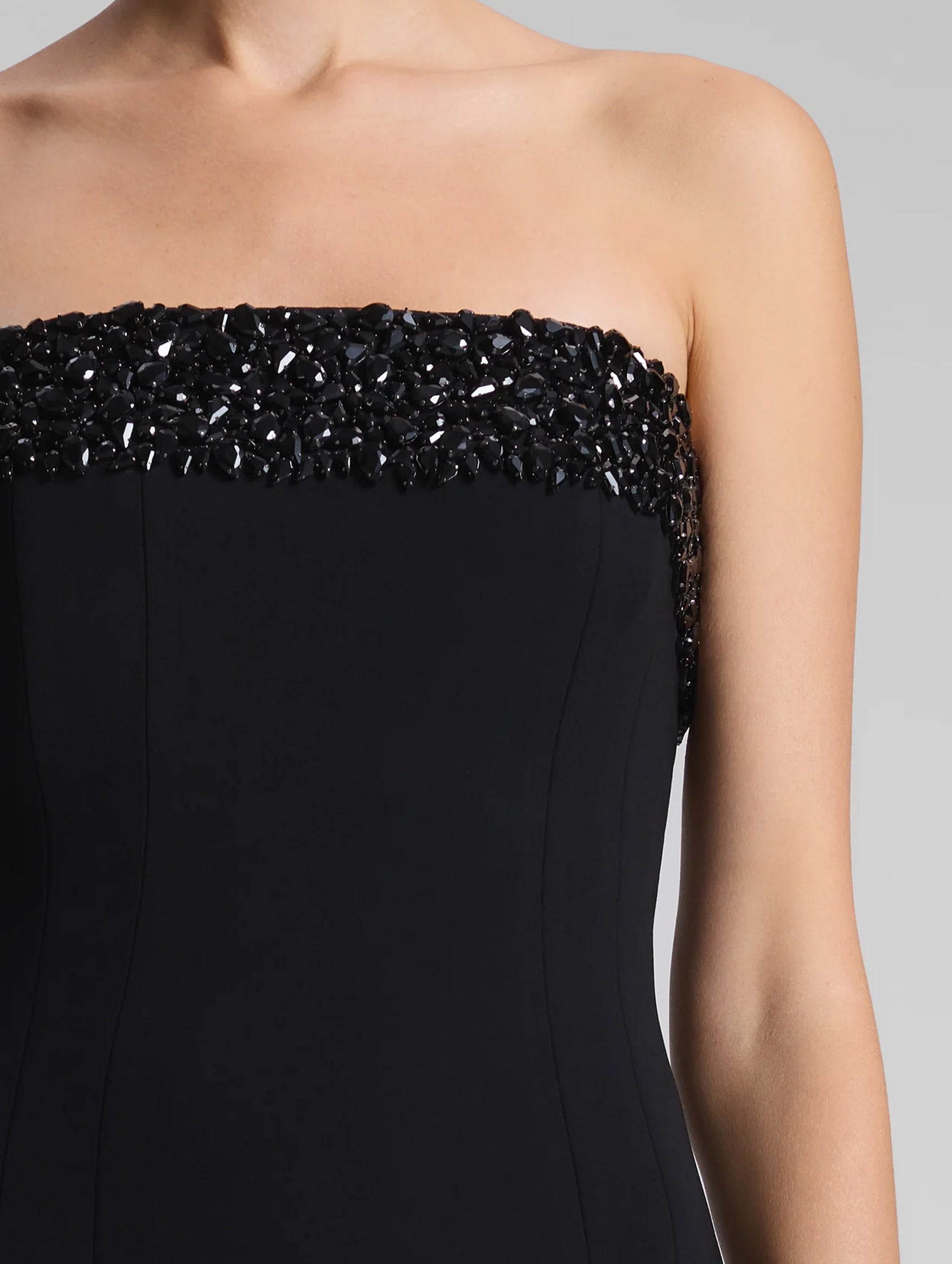 Elizabeth Strapless Embellished Gown in Black