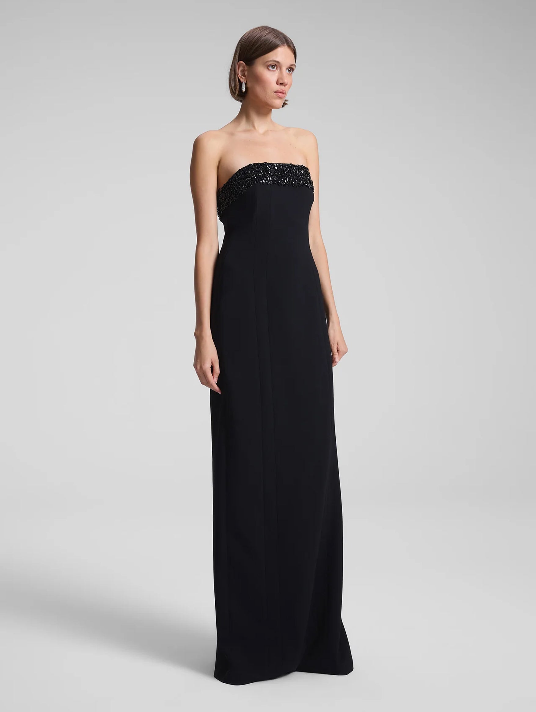 Elizabeth Strapless Embellished Gown in Black