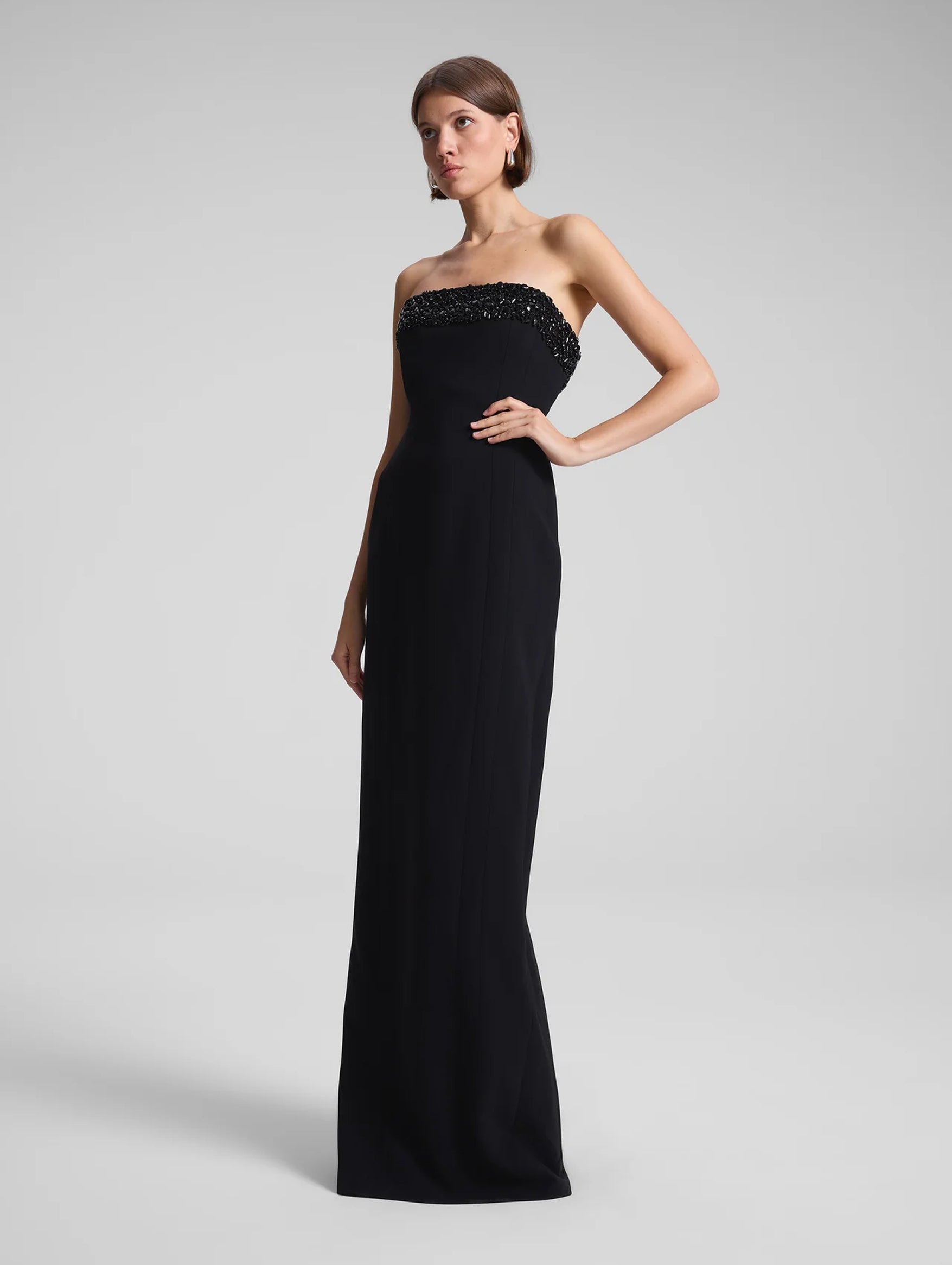 Elizabeth Strapless Embellished Gown in Black