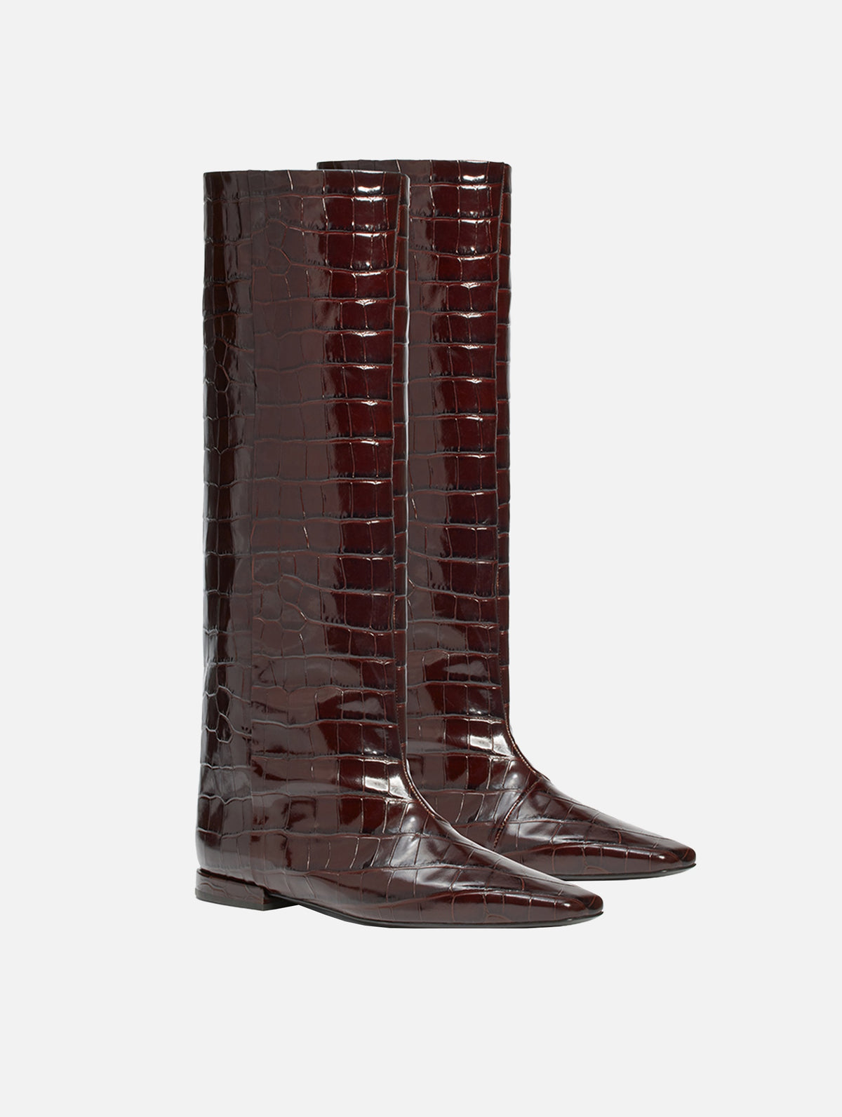 Ellie Embossed Knee-High Boots in Choco