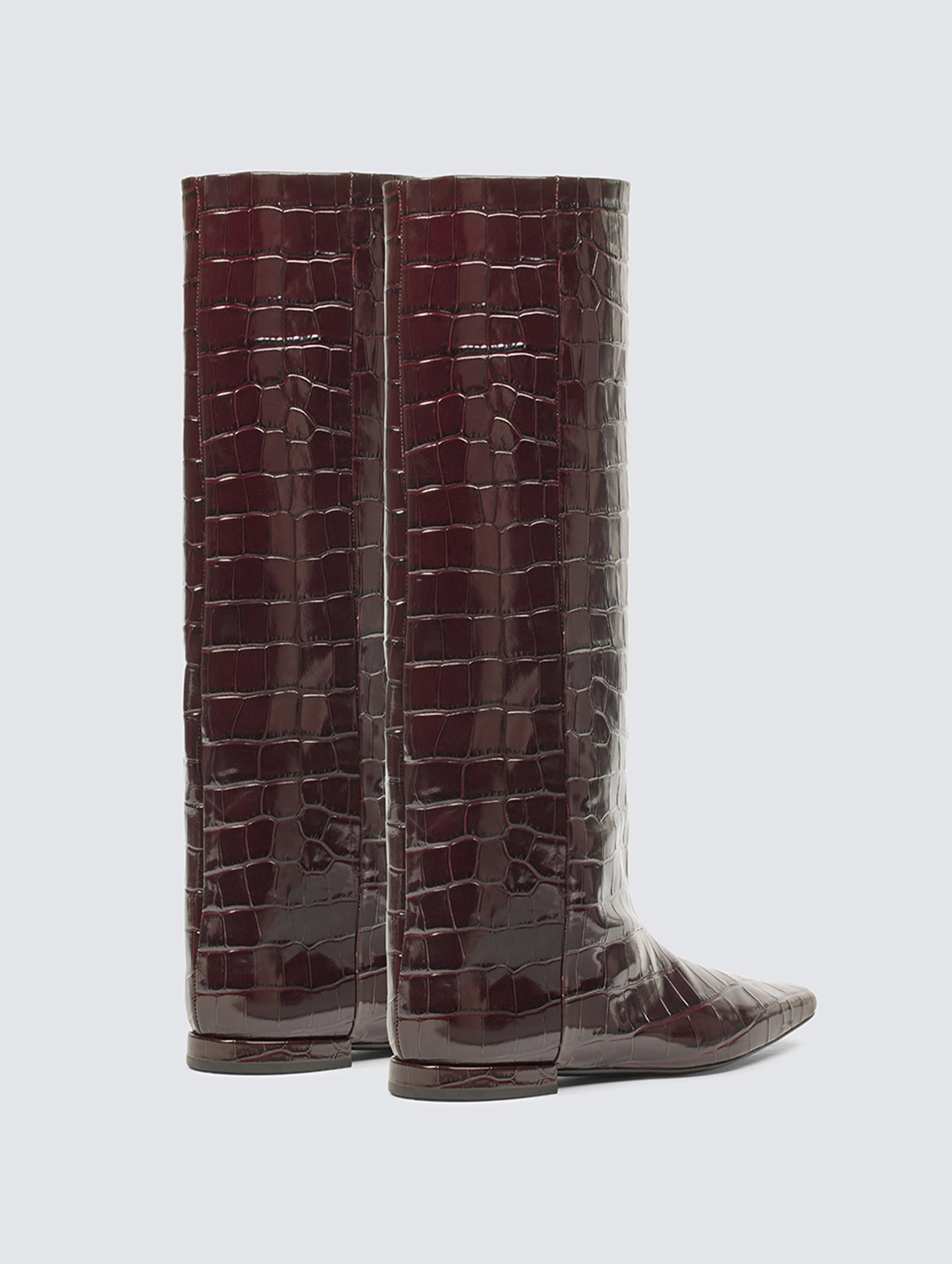 Ellie Embossed Knee-High Boots in Choco