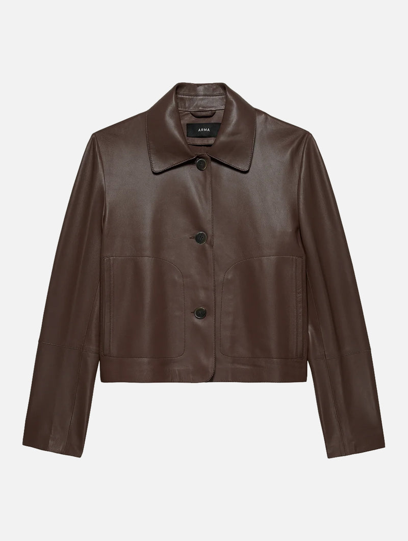 Emy Leather Jacket in Marrone