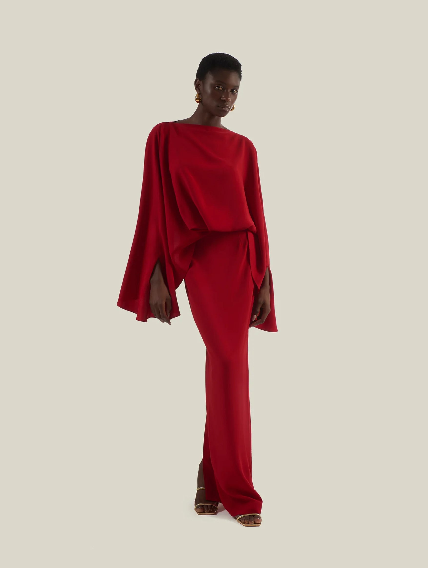 Eolia Blouson Dress in Ruby