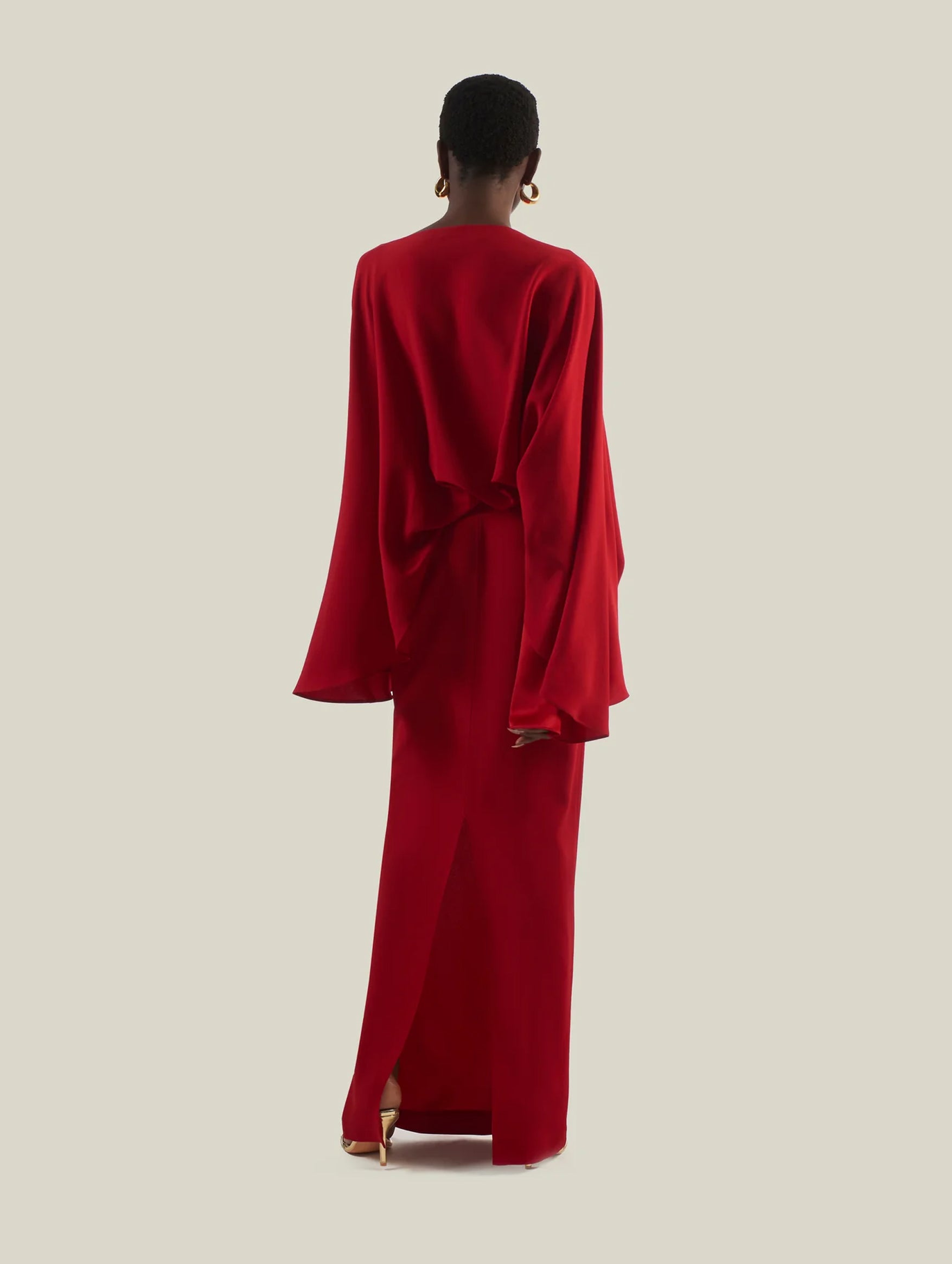 Eolia Blouson Dress in Ruby