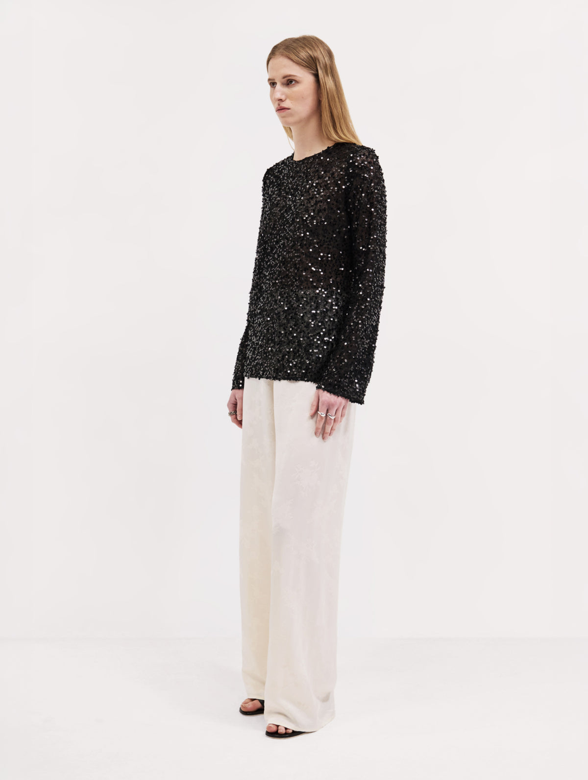 Eva Sequin Top in Black