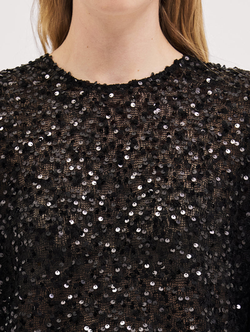 Eva Sequin Top in Black