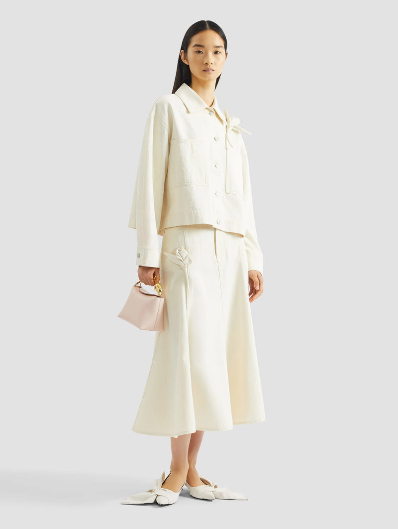 Fluted Midi Skirt in Ecru