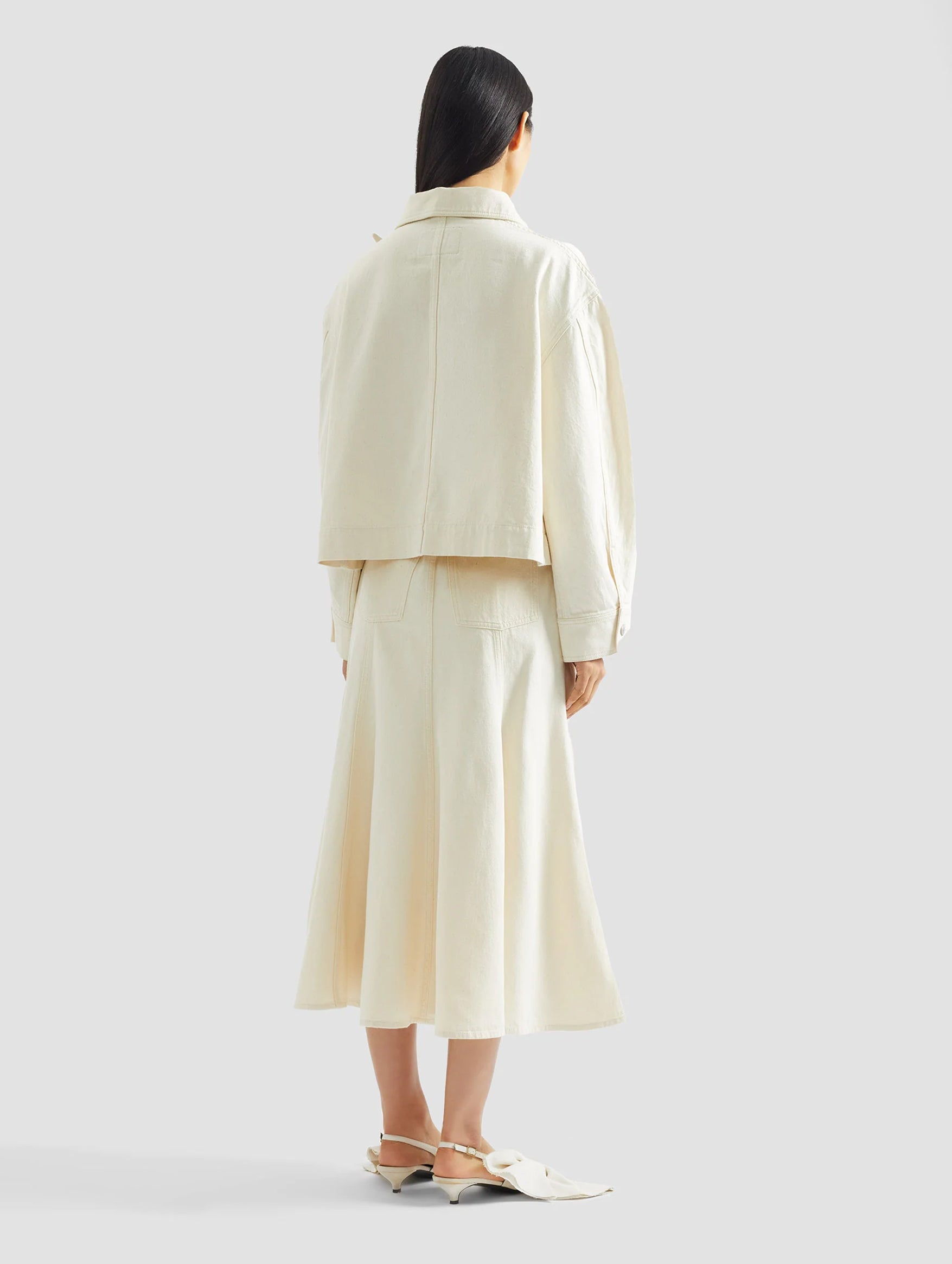 Fluted Midi Skirt in Ecru