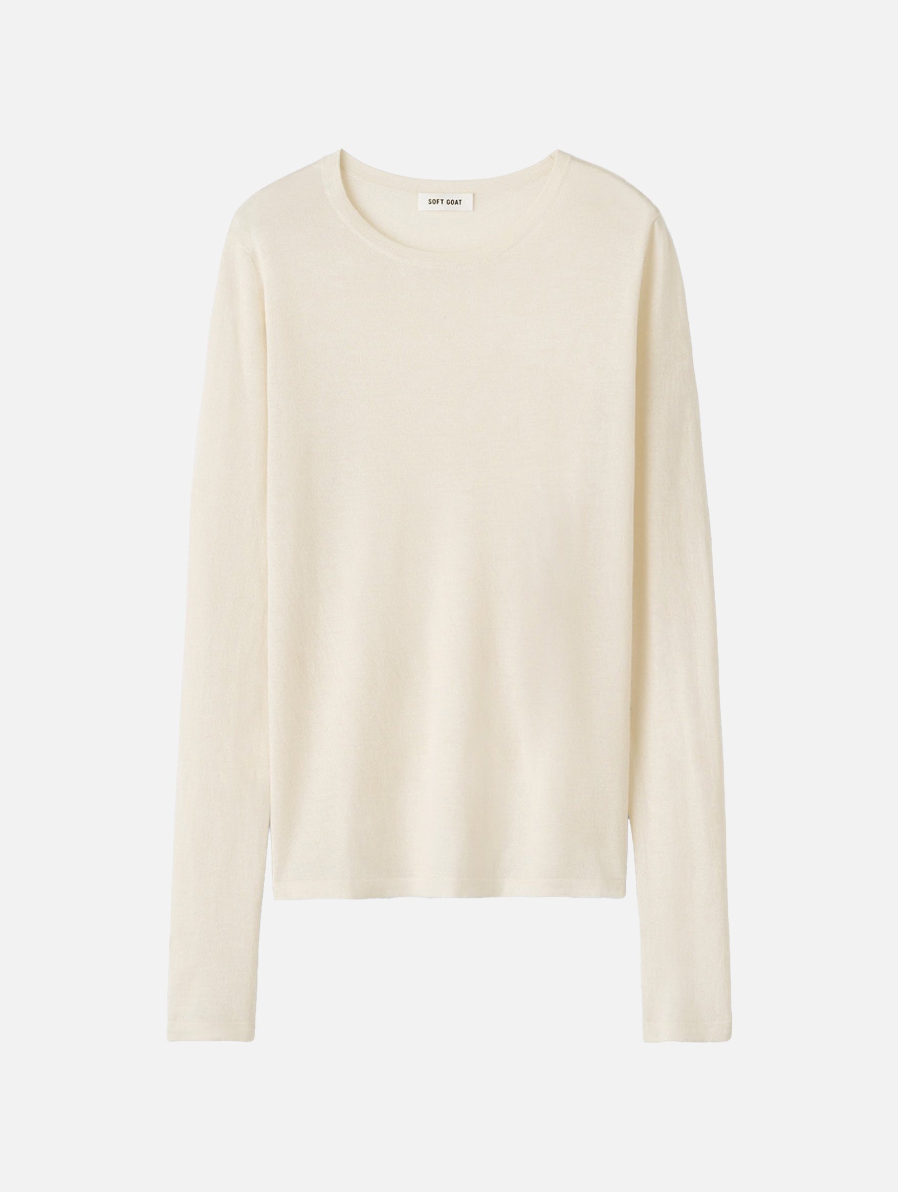 Featherlight Cashmere Silk Crewneck in Feather White