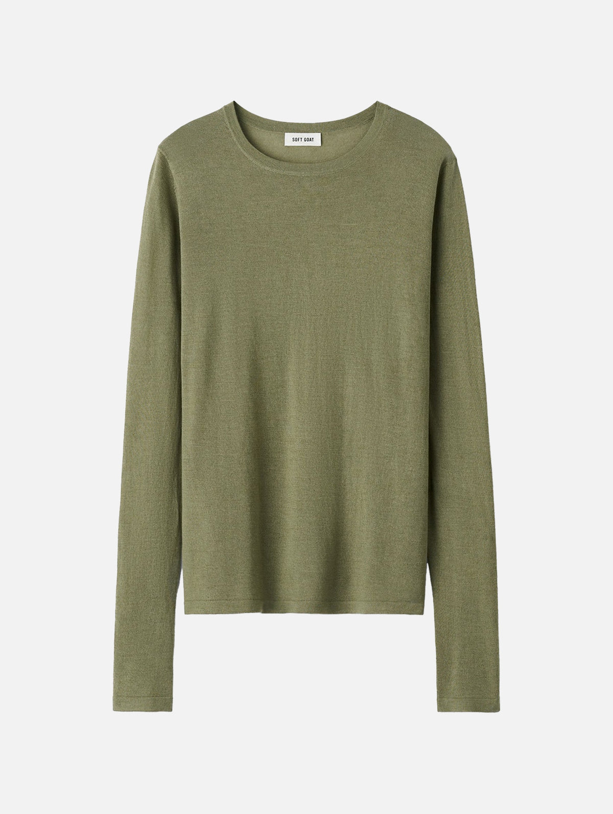 Featherlight Cashmere Silk Crewneck in Khaki