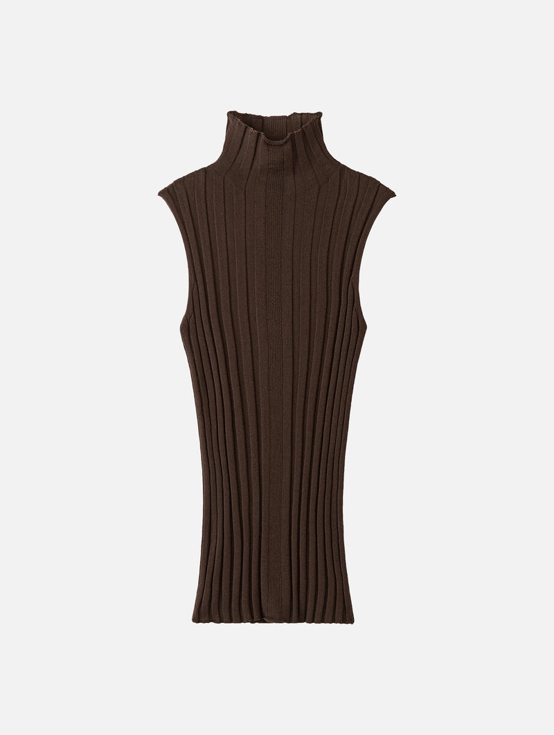 Featherlight Turtleneck Singlet in Mocha