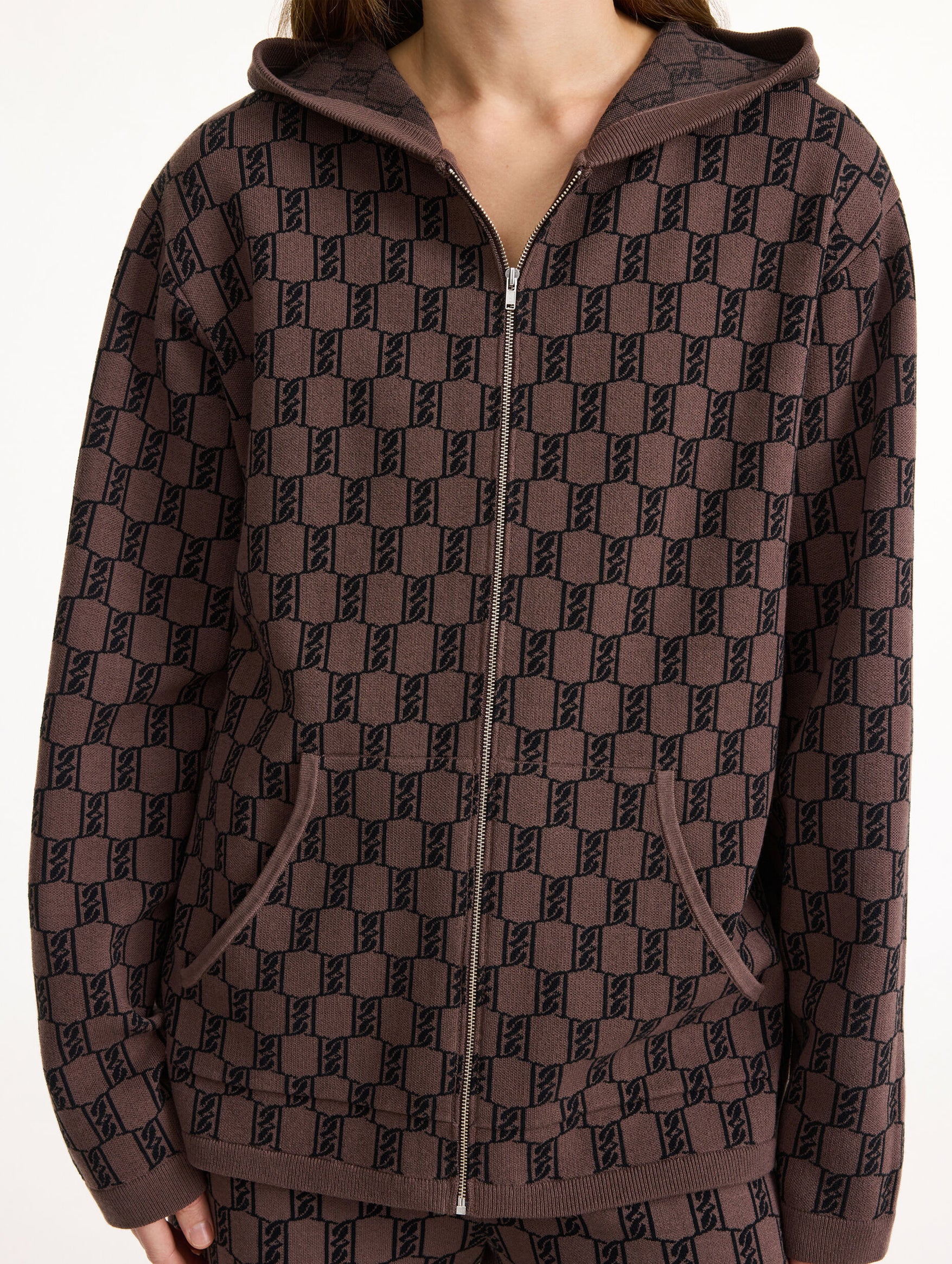 Felipa Knitted Hoodie in Dark Mahogany