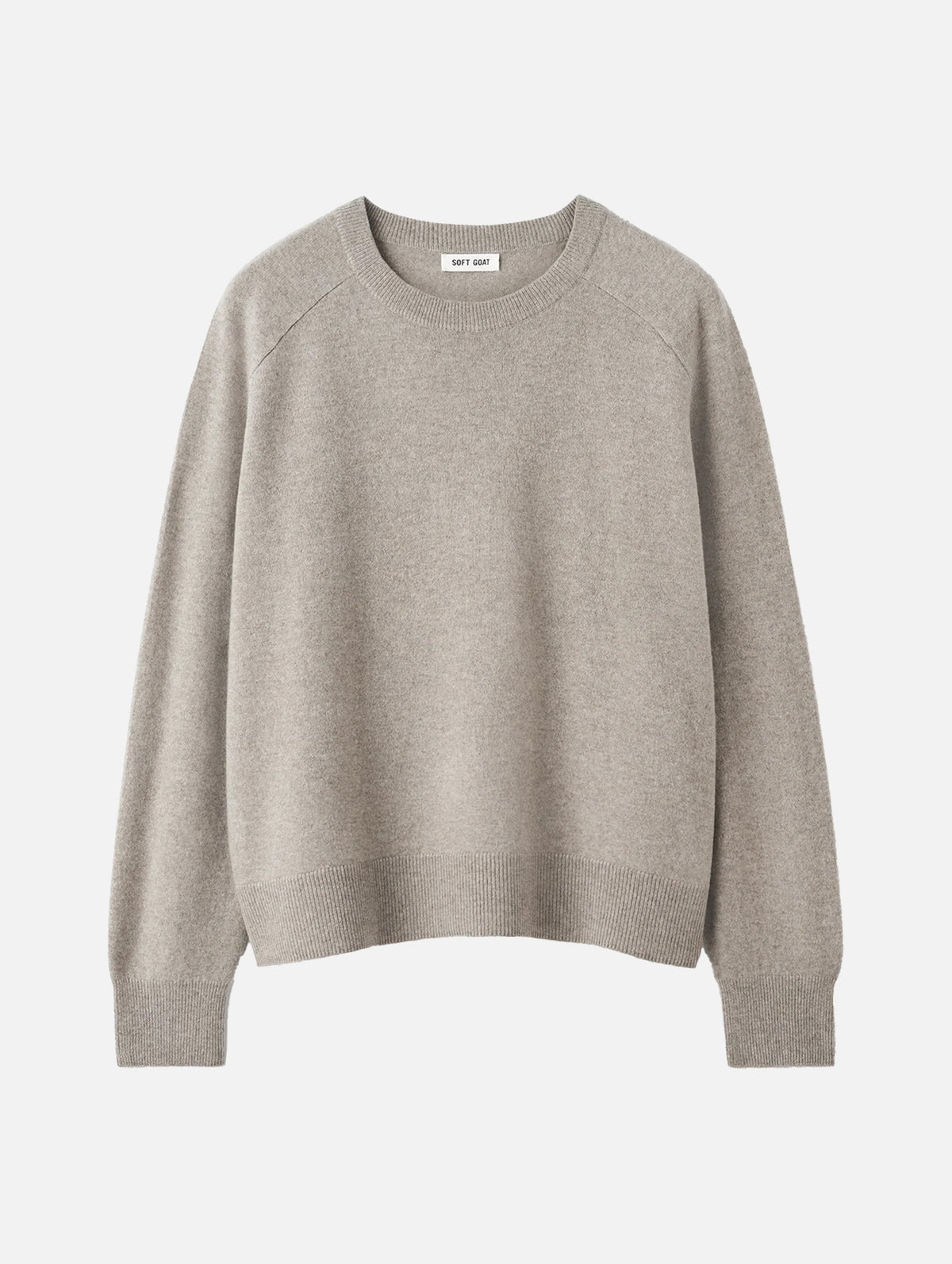 Fine Knit Boyfriend Cashmere Sweater in Greige