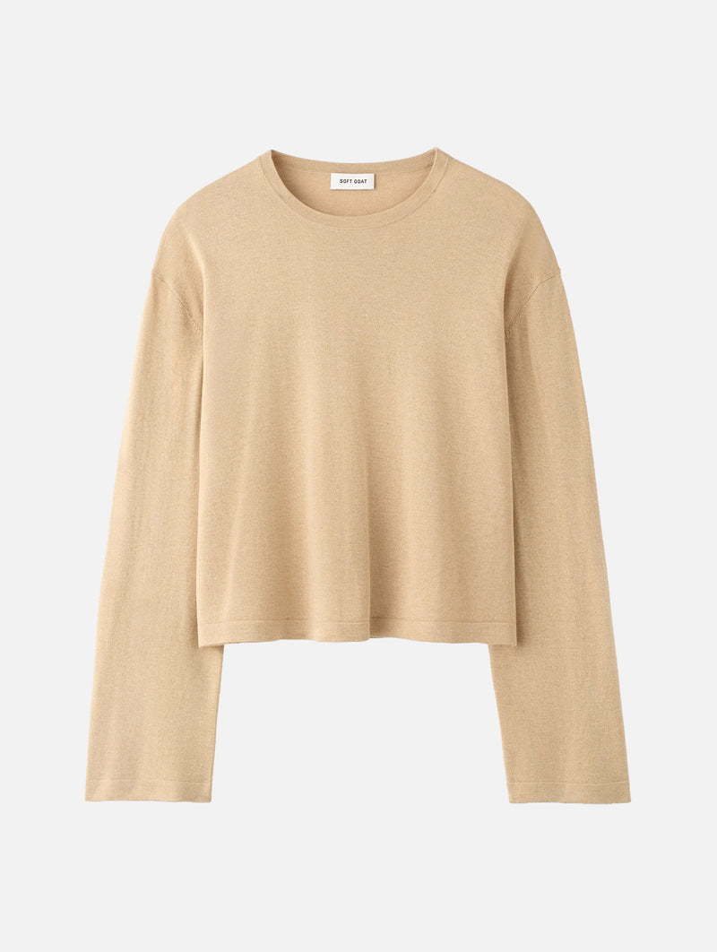 Fine Knit Cashmere Crewneck in Camel