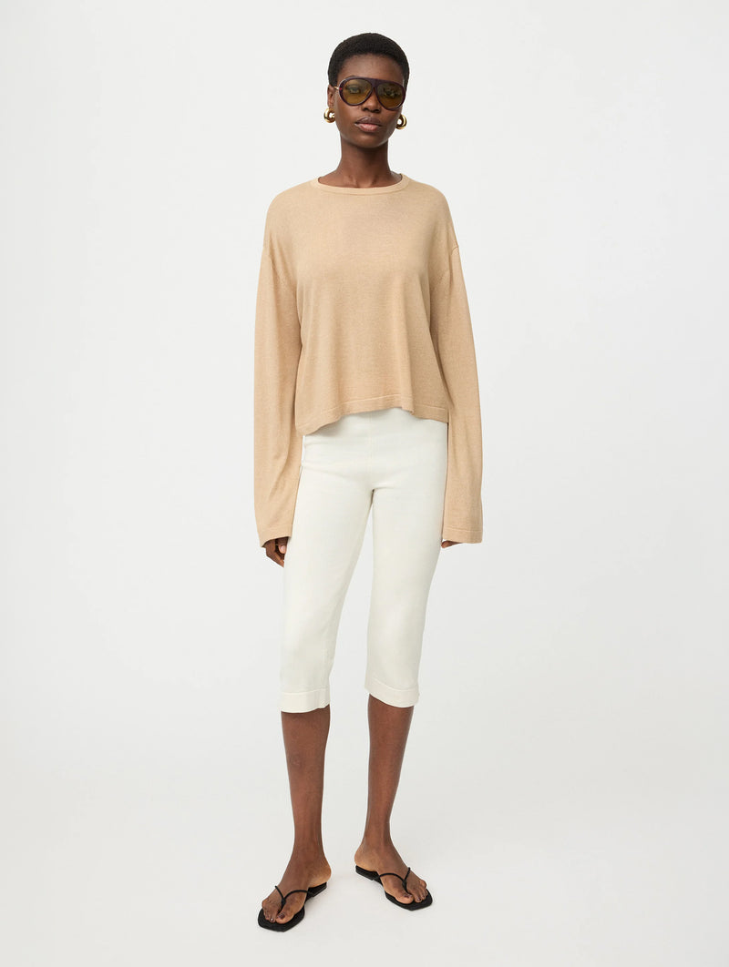 Fine Knit Cashmere Crewneck in Camel