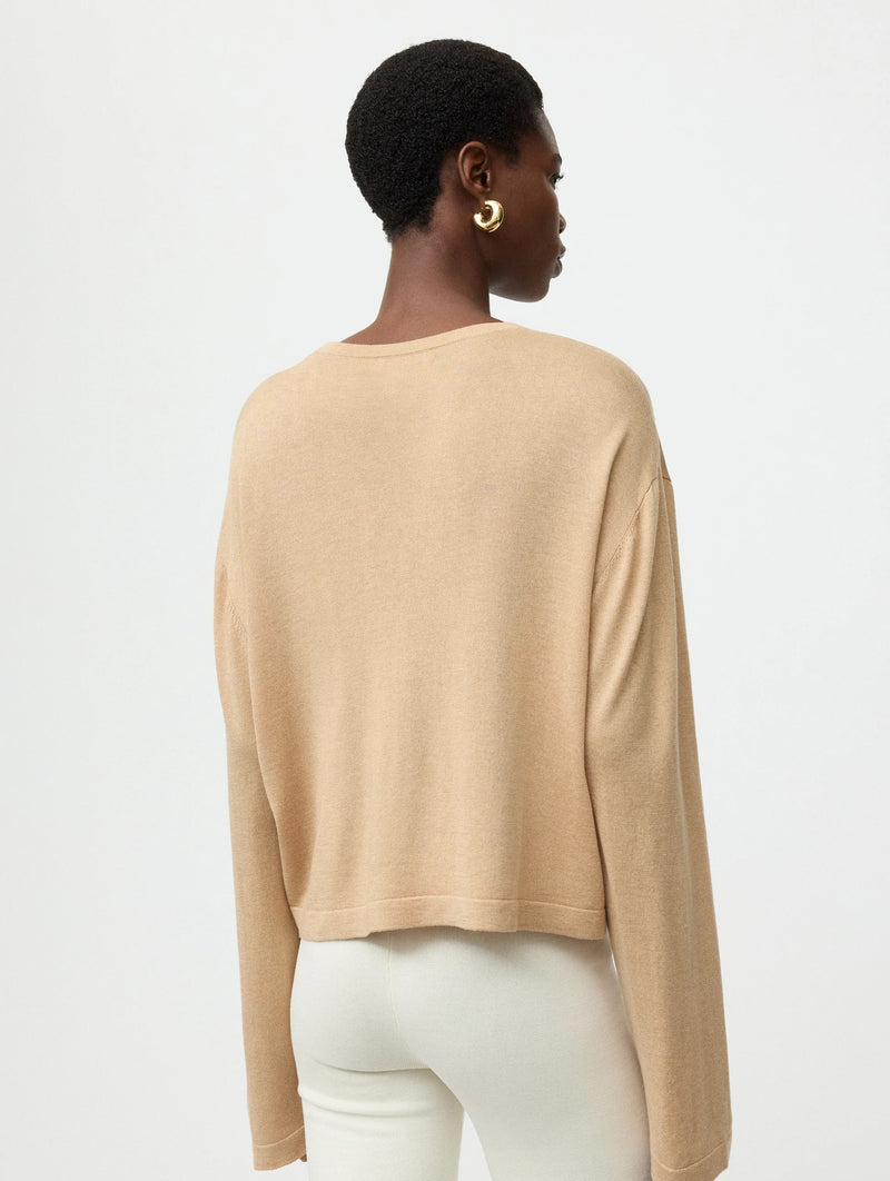 Fine Knit Cashmere Crewneck in Camel