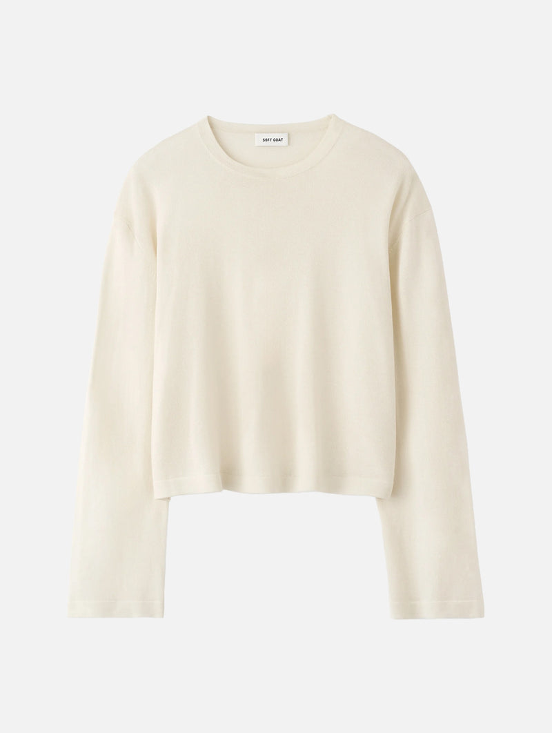 Fine Knit Cashmere Crewneck in Feather White