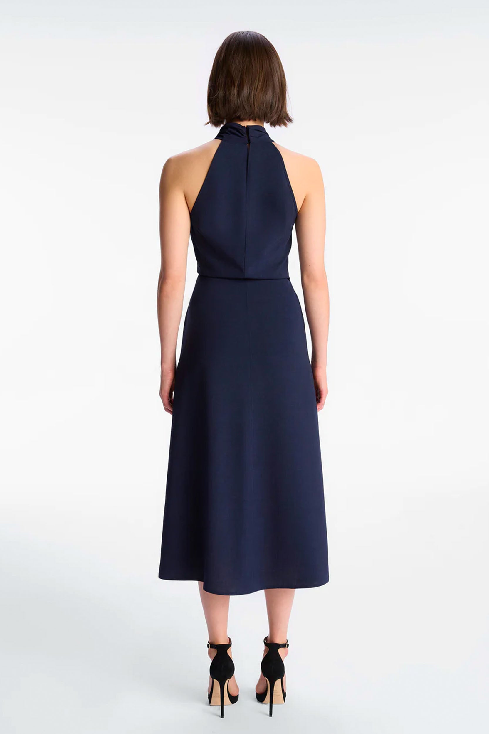 Fiona Pleated Midi Dress in Evening Blue