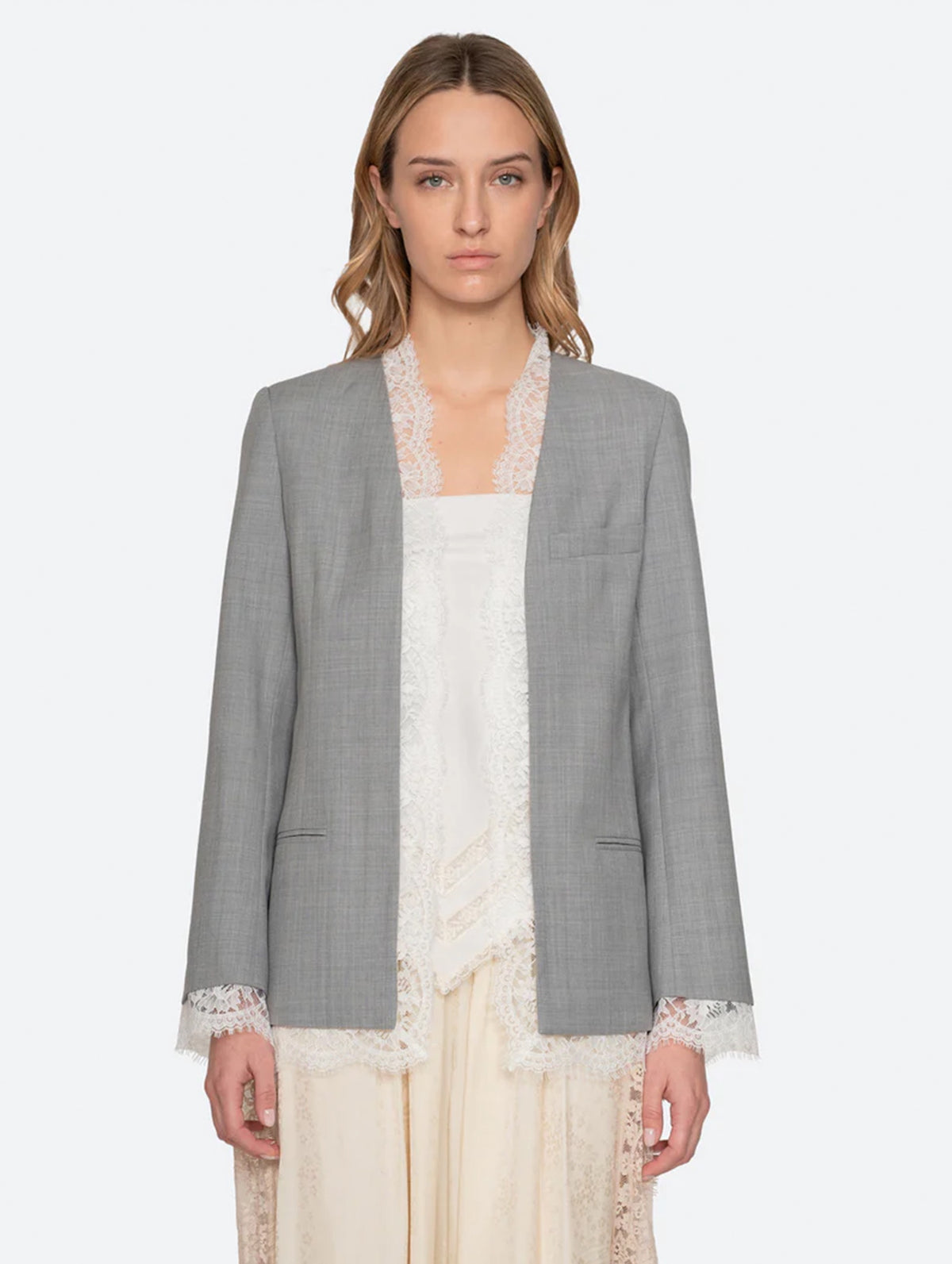 Fiora Tropical Wool Jacket in Grey