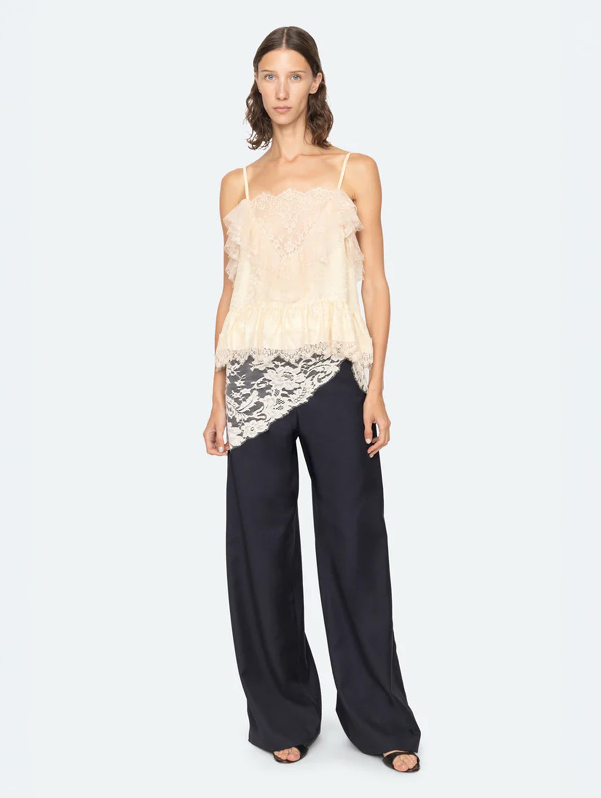 Fiora Tropical Wool Pants in Navy