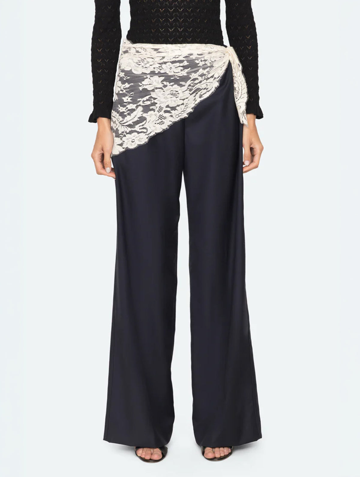 Fiora Tropical Wool Pants in Navy