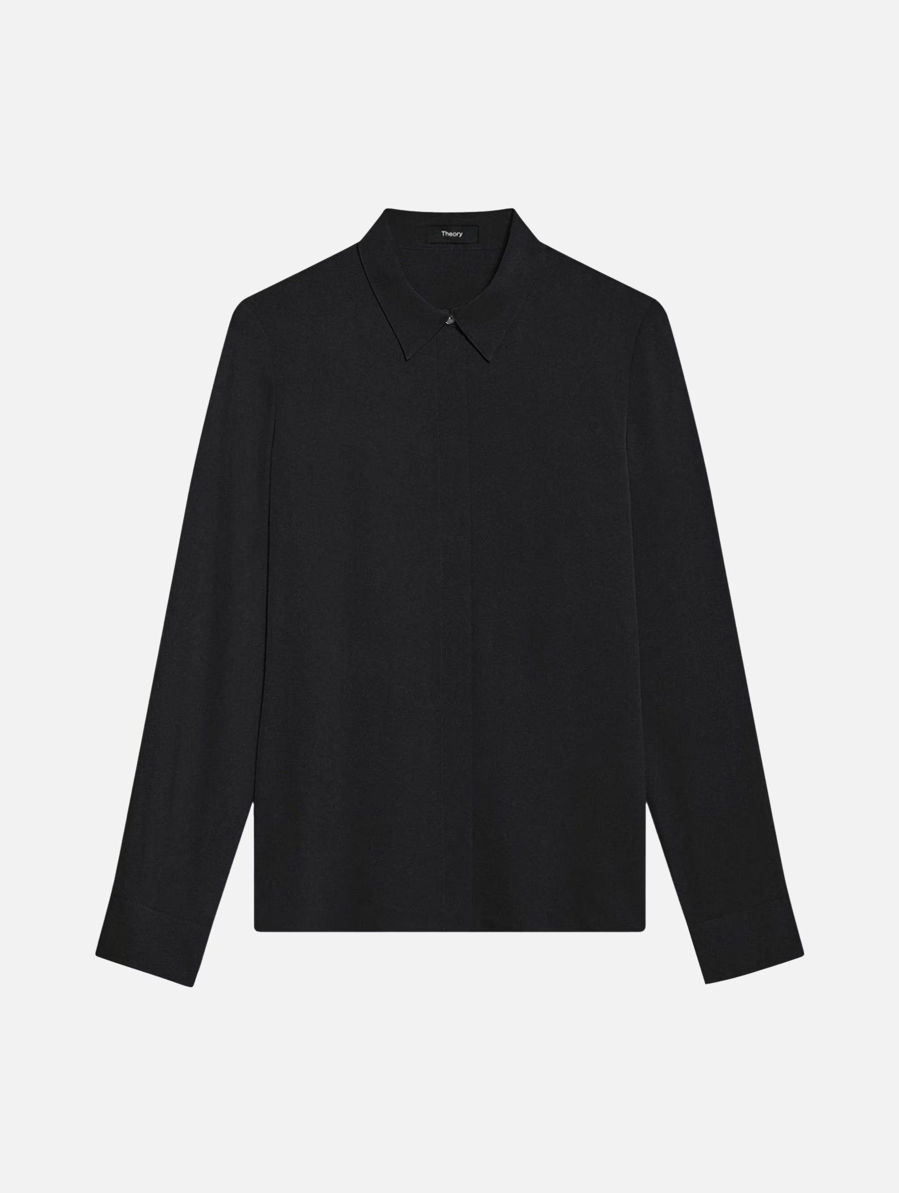 Fitted Silk Georgette Shirt in Black