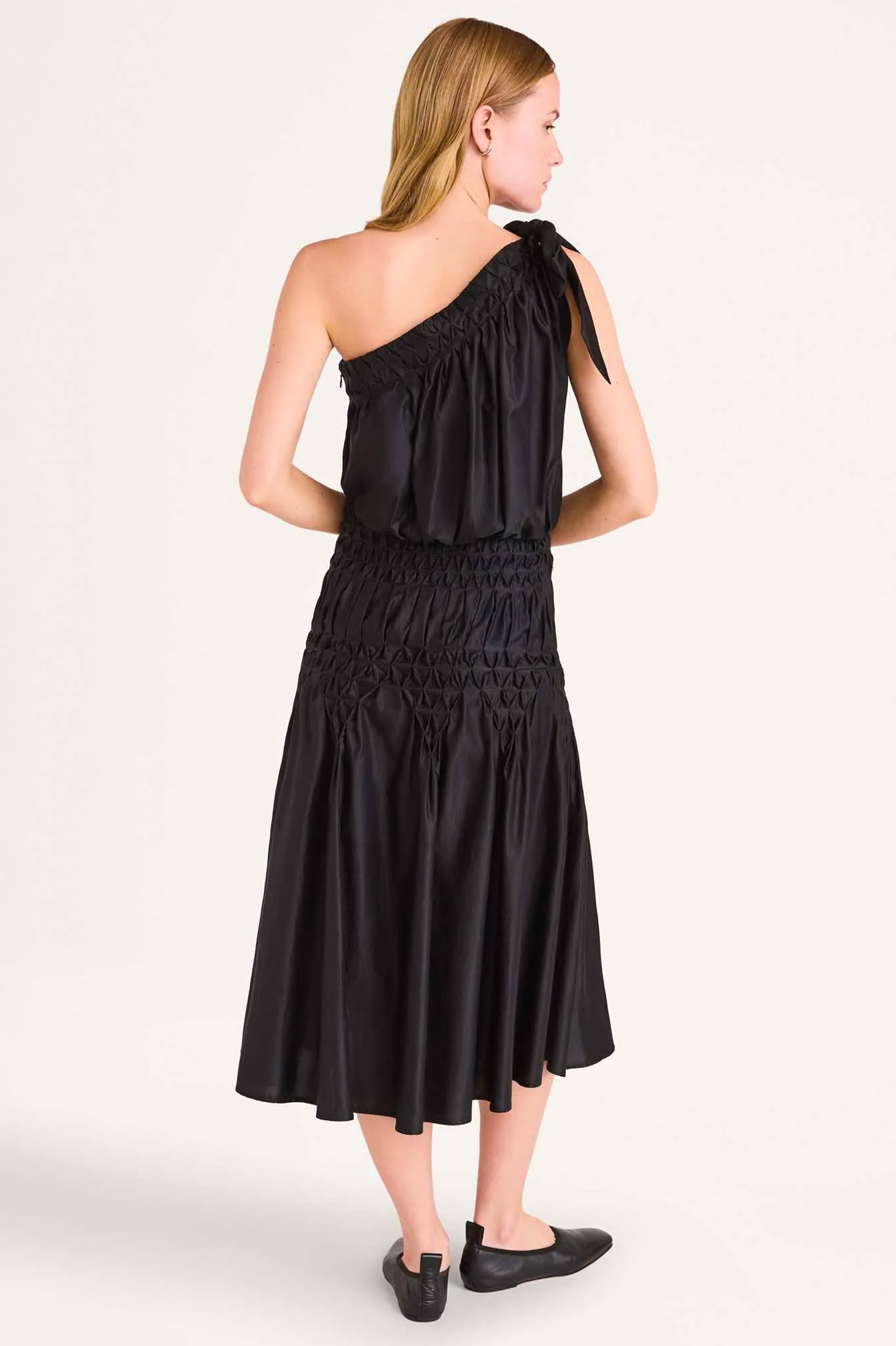 Fleur Asymmetric Dress in Black