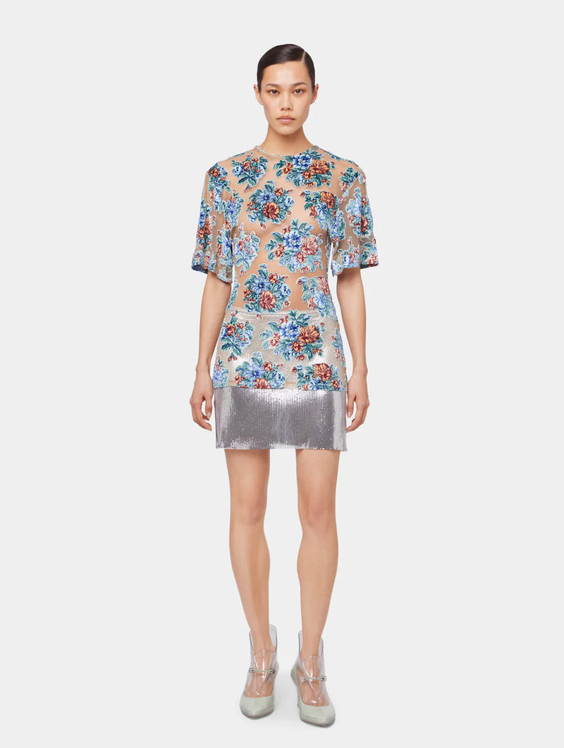 Short Sleeve Top In Floral Jacquard