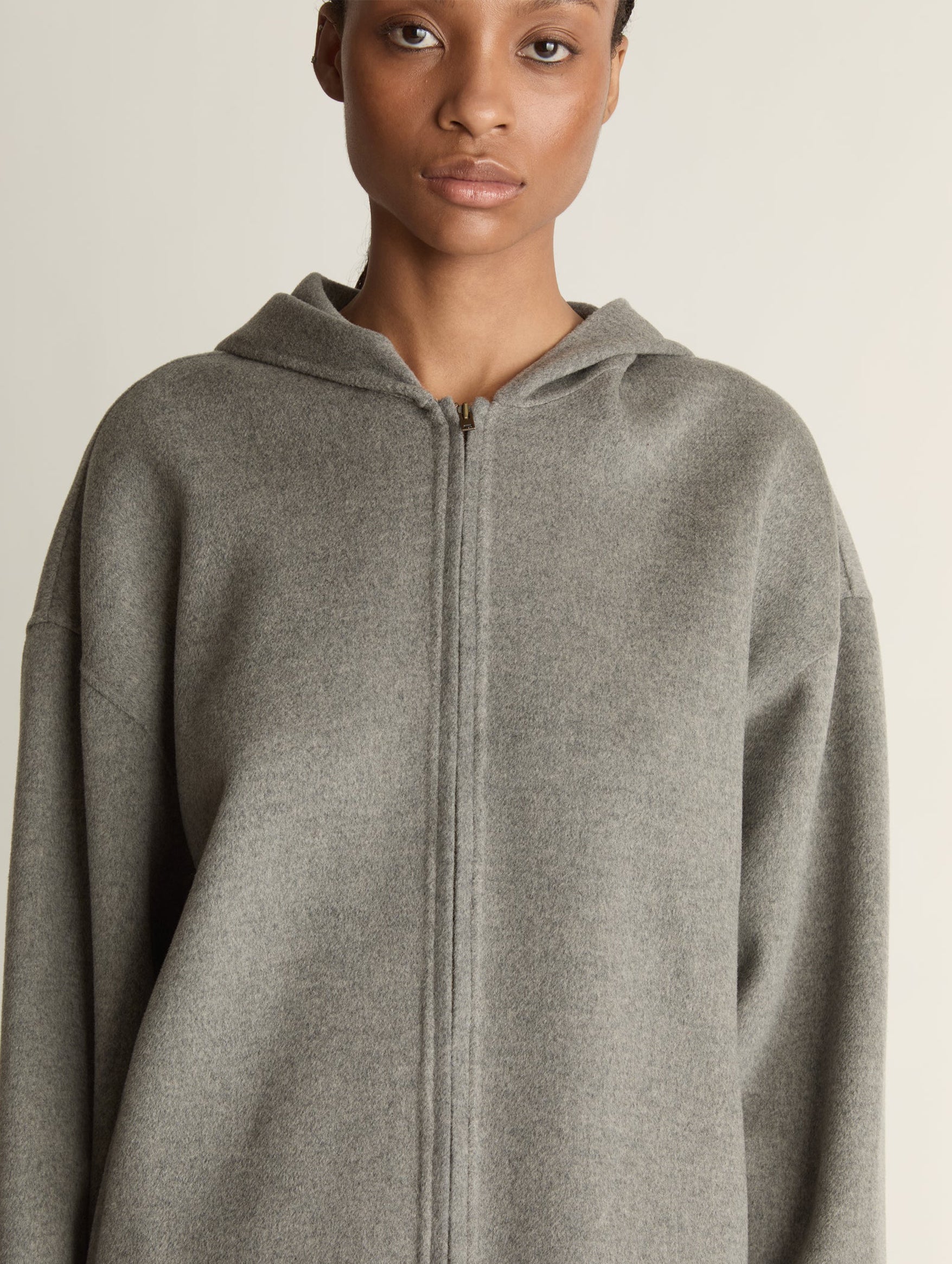 Florentine Cashmere Hooded Jacket in Grey Marle