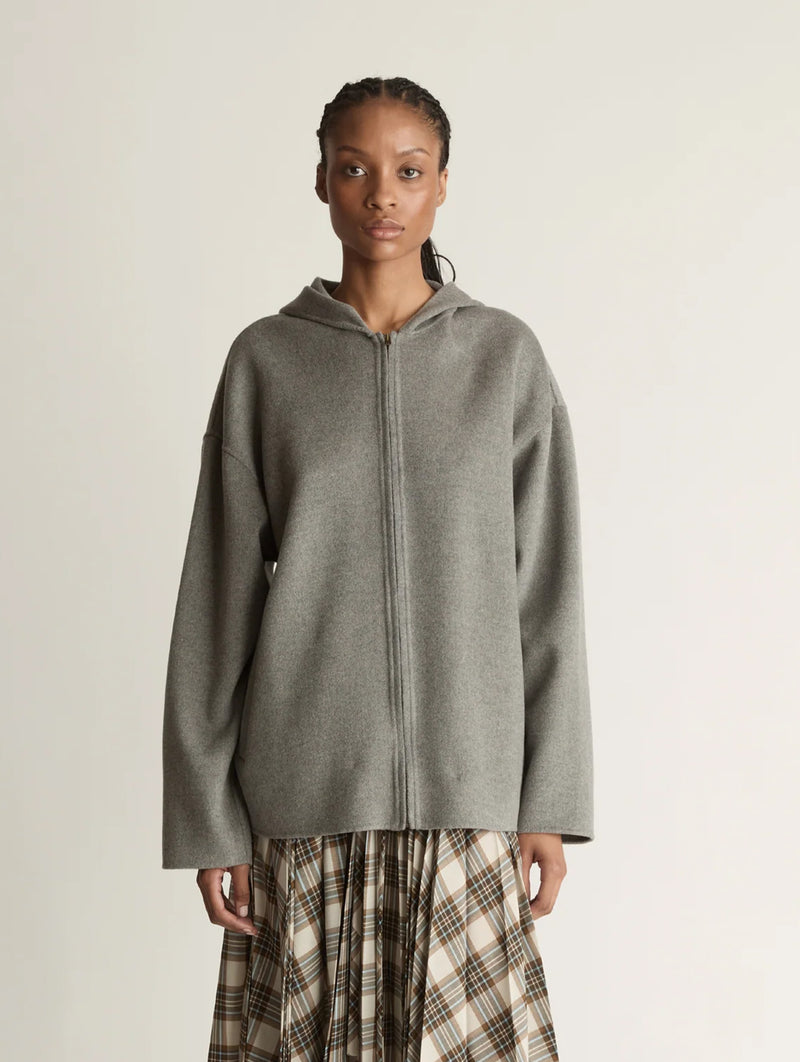 Florentine Cashmere Hooded Jacket in Grey Marle