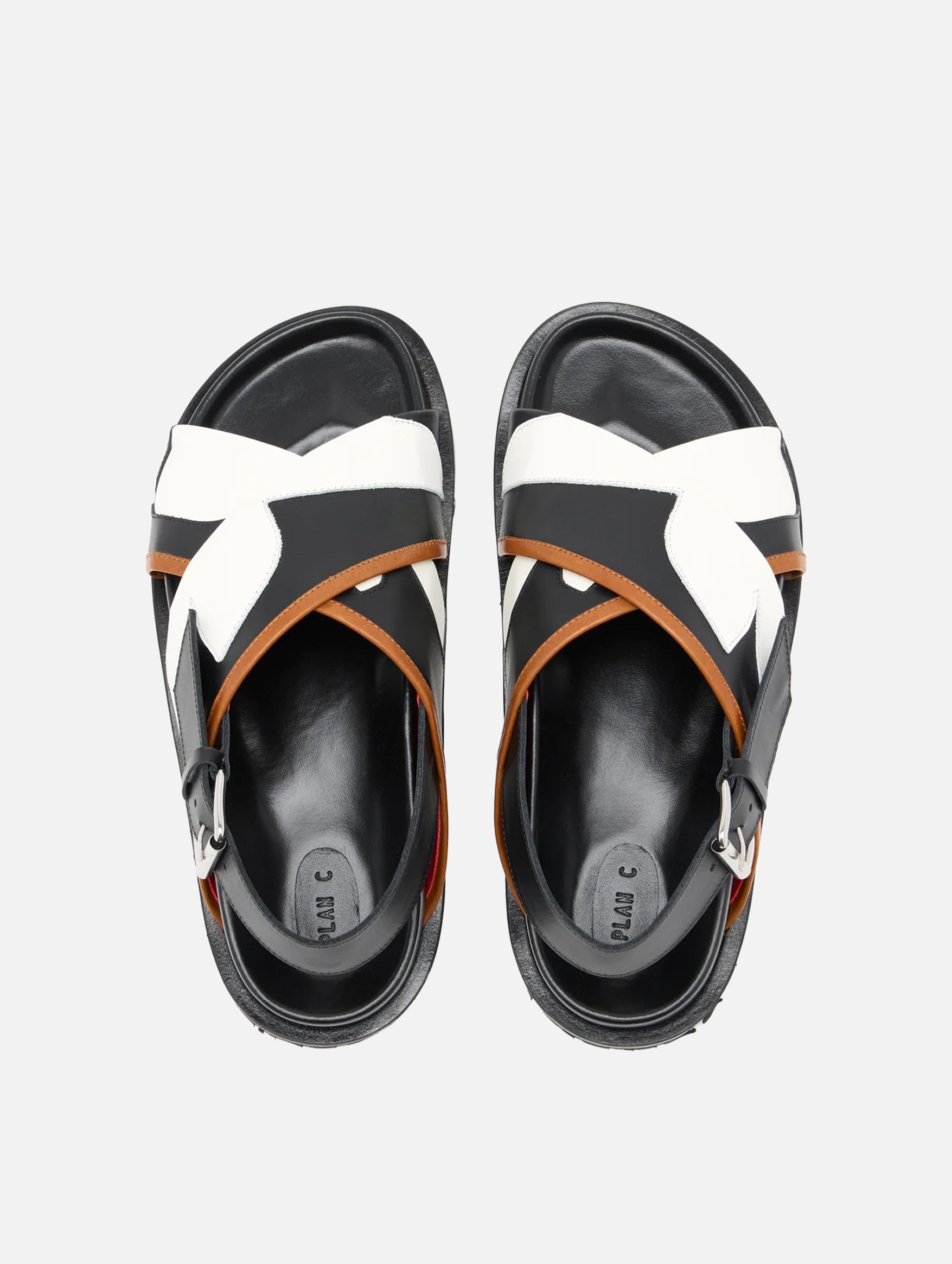 Flower Intarsia Fussbet Sandal in Black