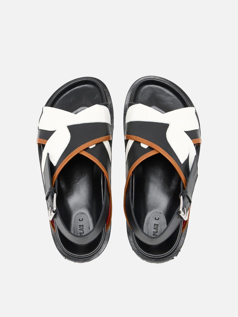 Flower Intarsia Fussbet Sandal in Black