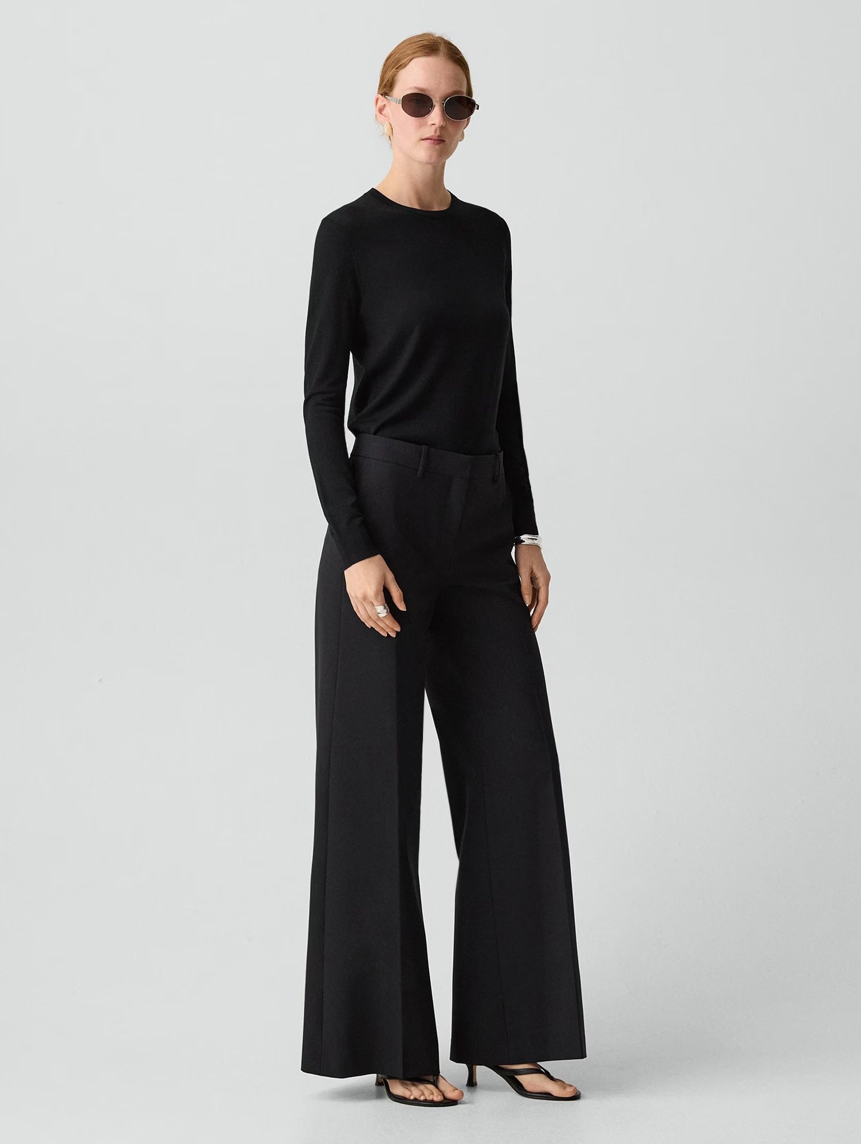 Fluid Flare Pant in Good Wool Black