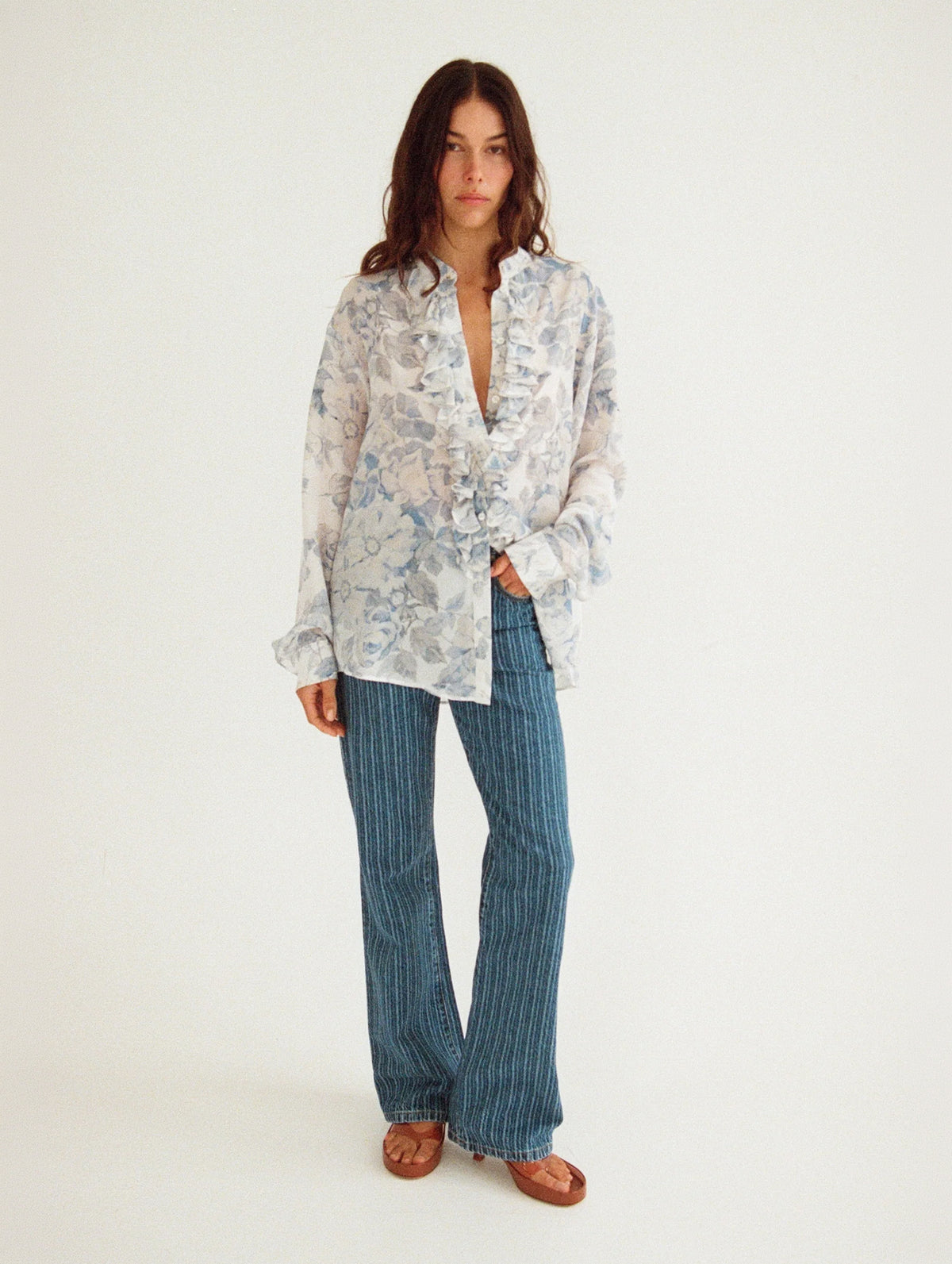 For the Frill Of It Shirt in Vintage Blue Floral