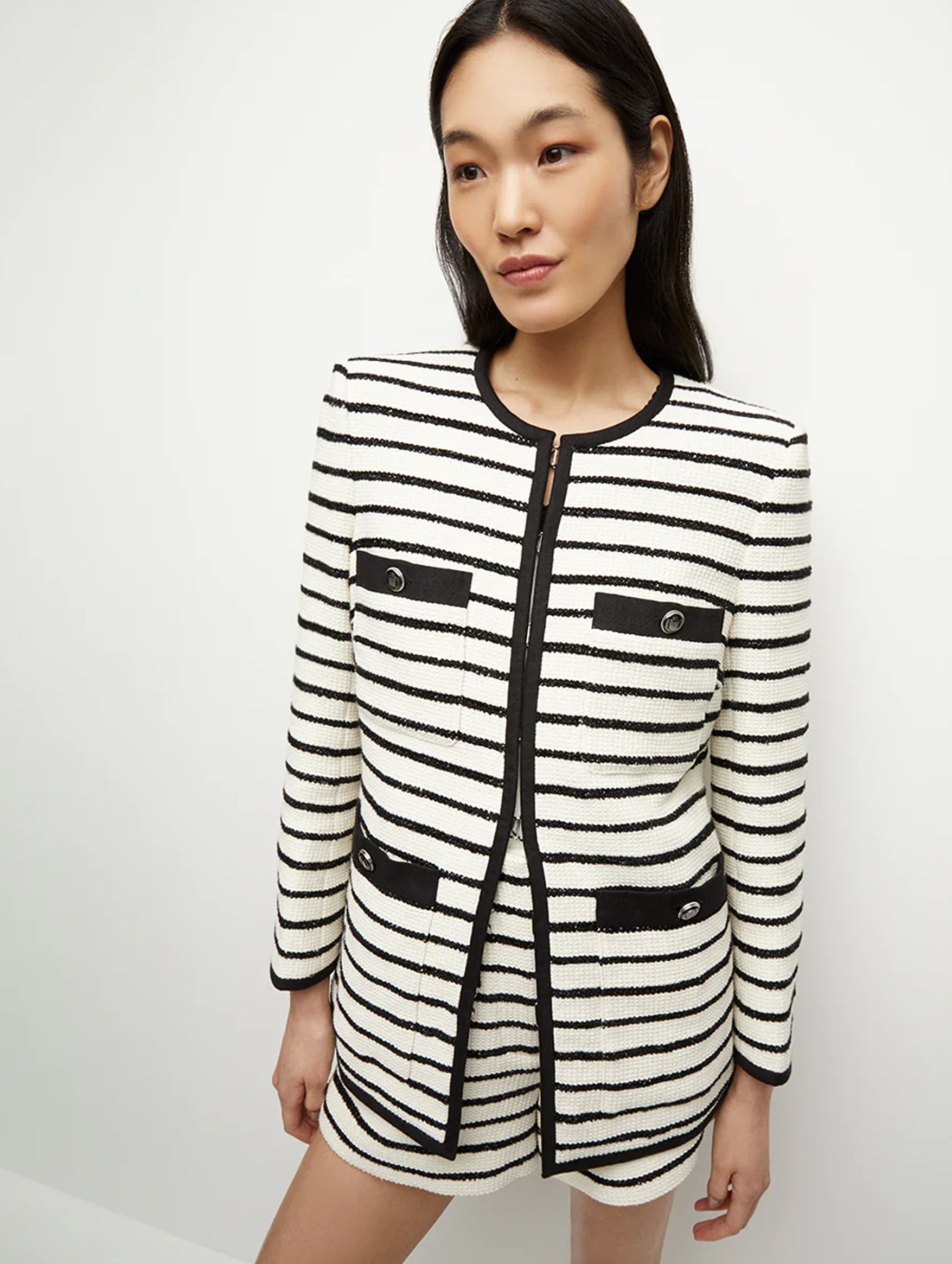 Foster Striped Dickey Jacket in Ivory Black