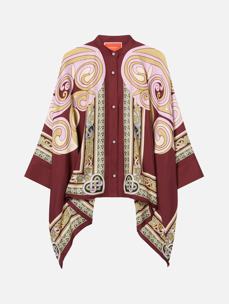 Foulard Shirt in Kells Swirl Placée Burgundy