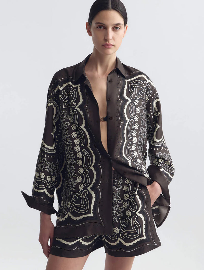 Frances Short in Brown Ivory Bandana Print